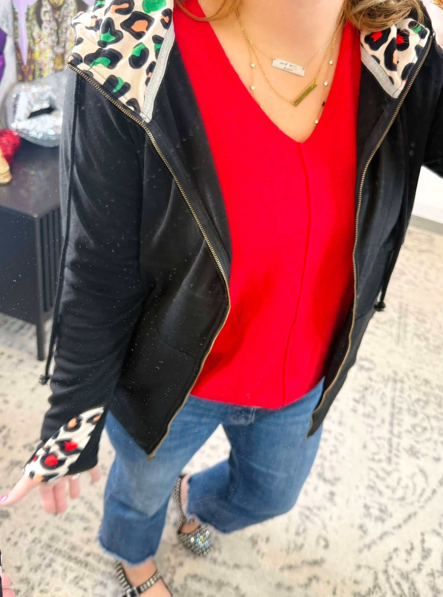 Tara ZipUp Hoodie - Holiday Leopard {S-2X}