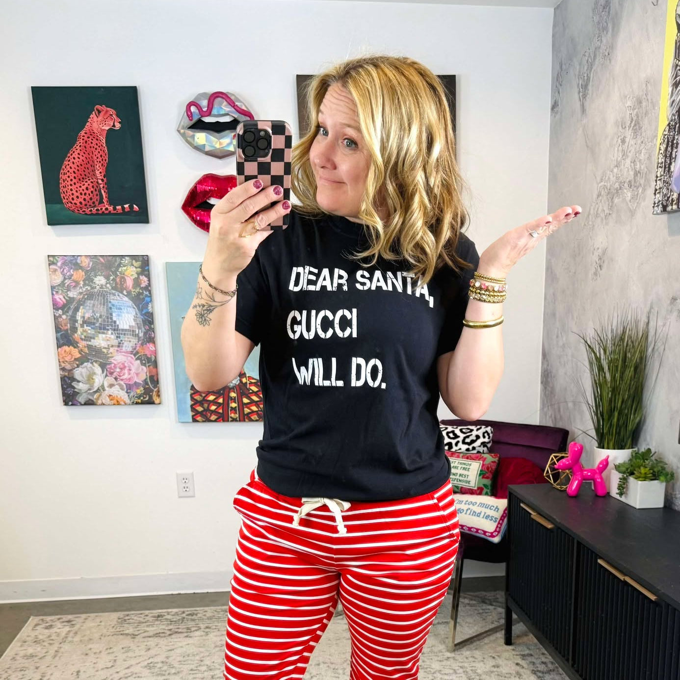 Dear Santa, Gucci... Graphic Tee in Black {S-3X}