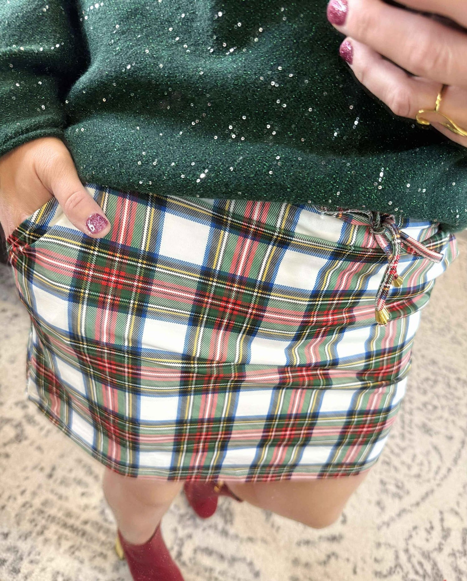 White Christmas Plaid Skort {S-3X}