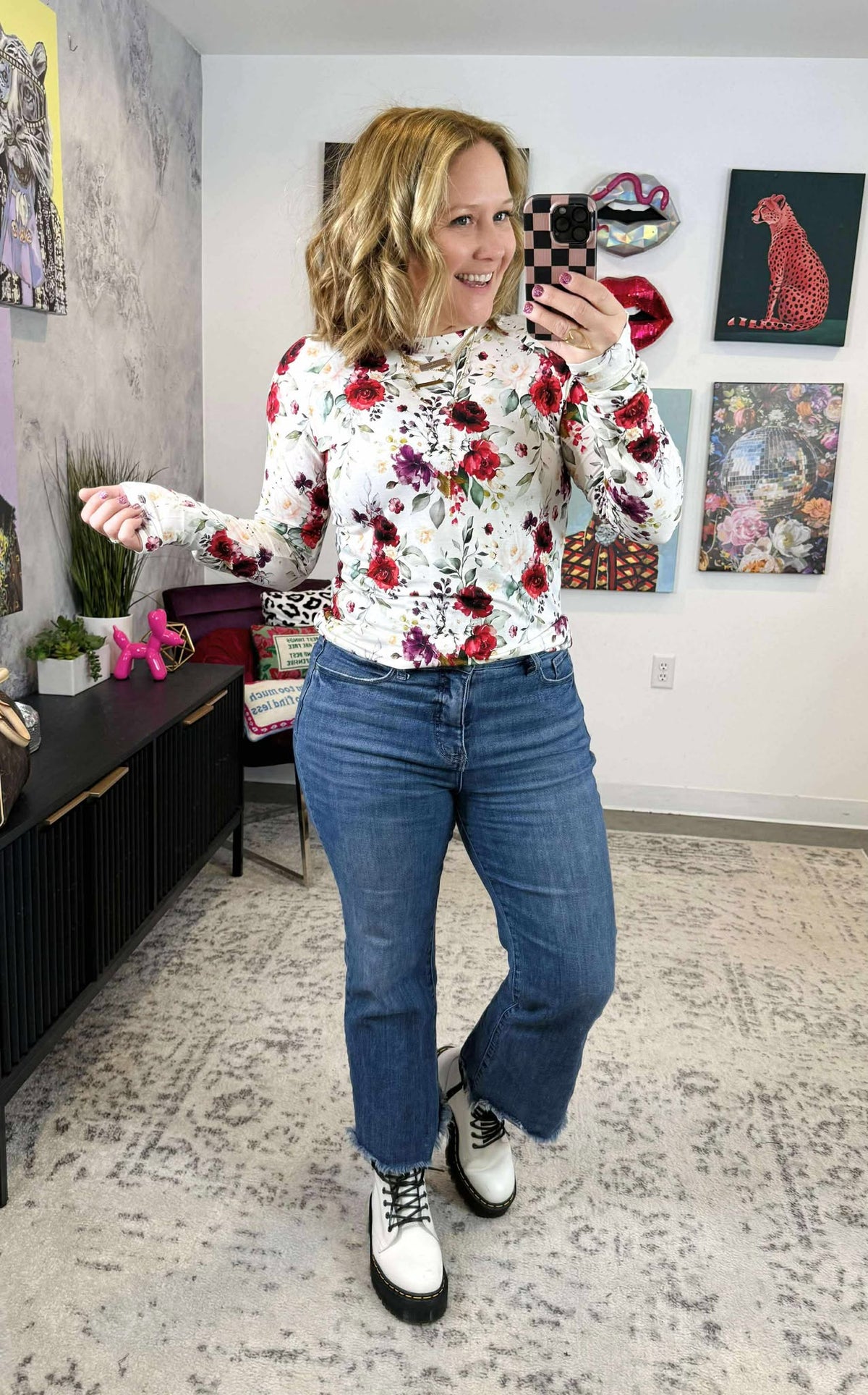 MM Blair Long Sleeve Top - Burgundy Bloom {S-3X} - KaraMarie