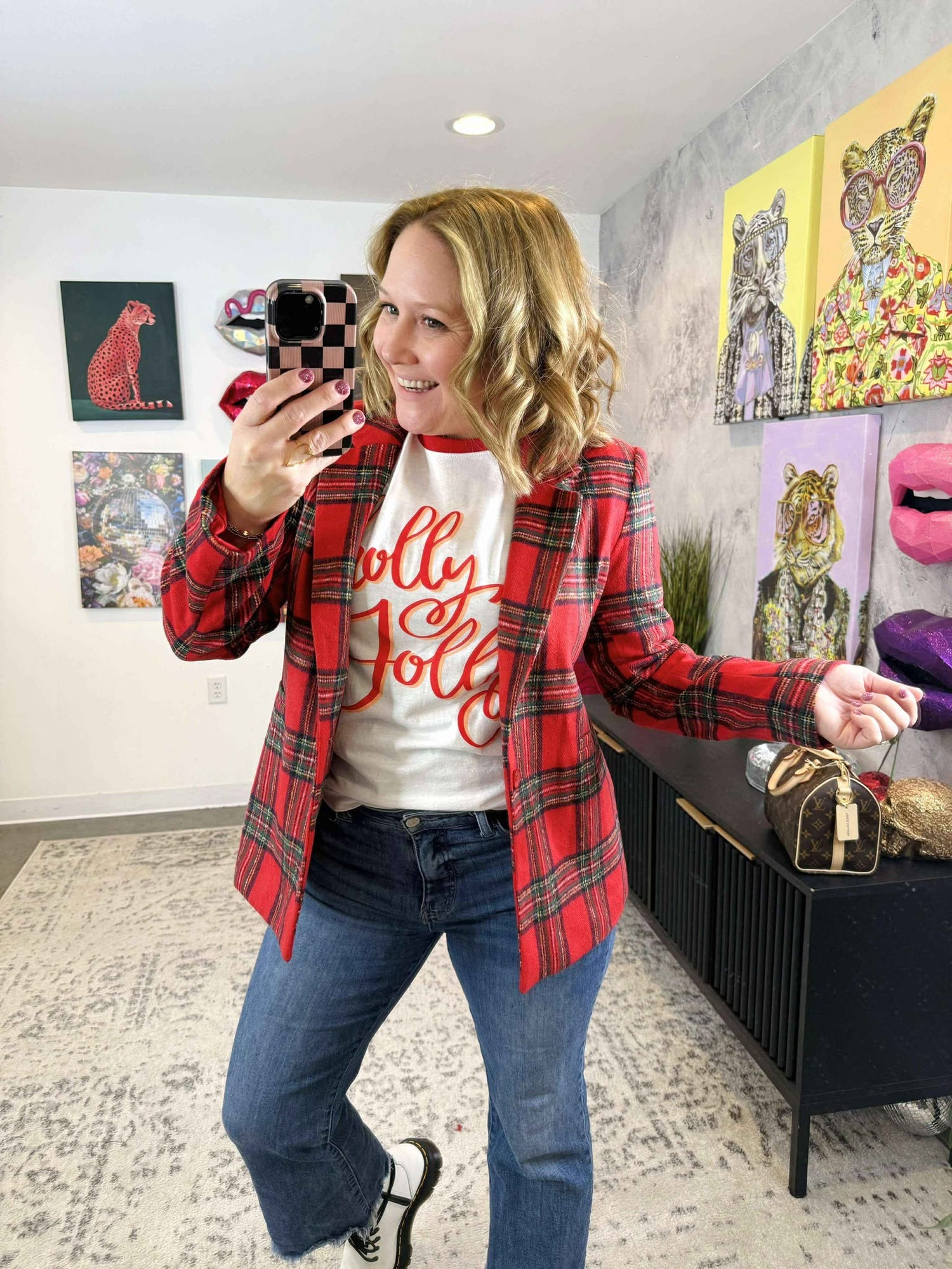Jingle Joy Plaid Blazer {S-3X}
