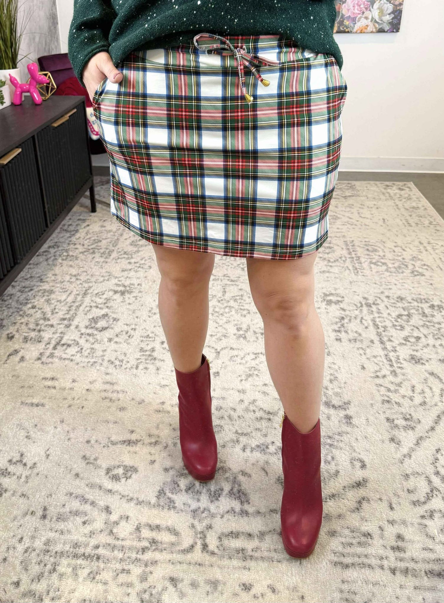White Christmas Plaid Skort {S-3X}