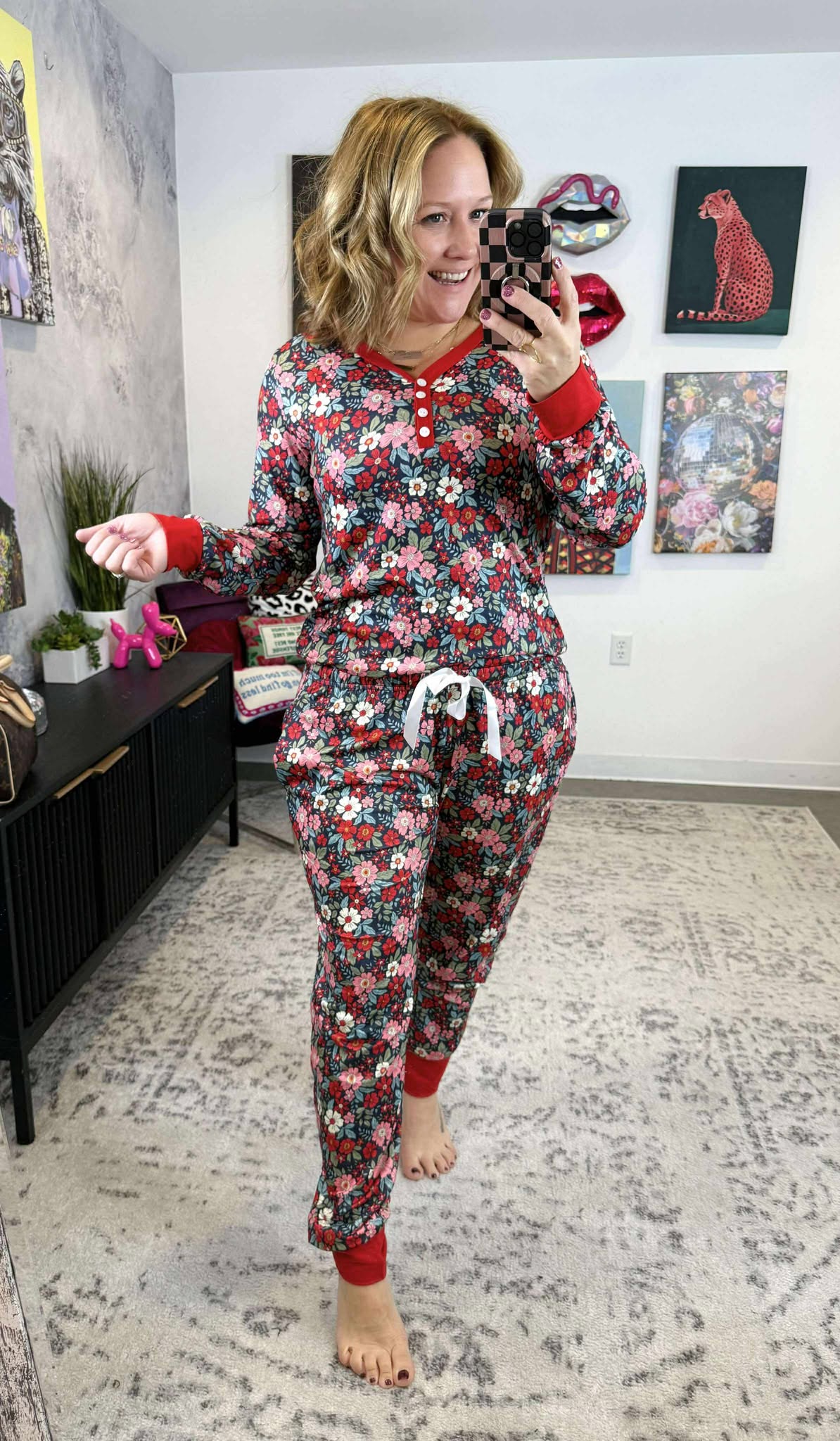 Pajama Set - Long Sleeve Jogger - Holiday Floral {XS-3X} - KaraMarie