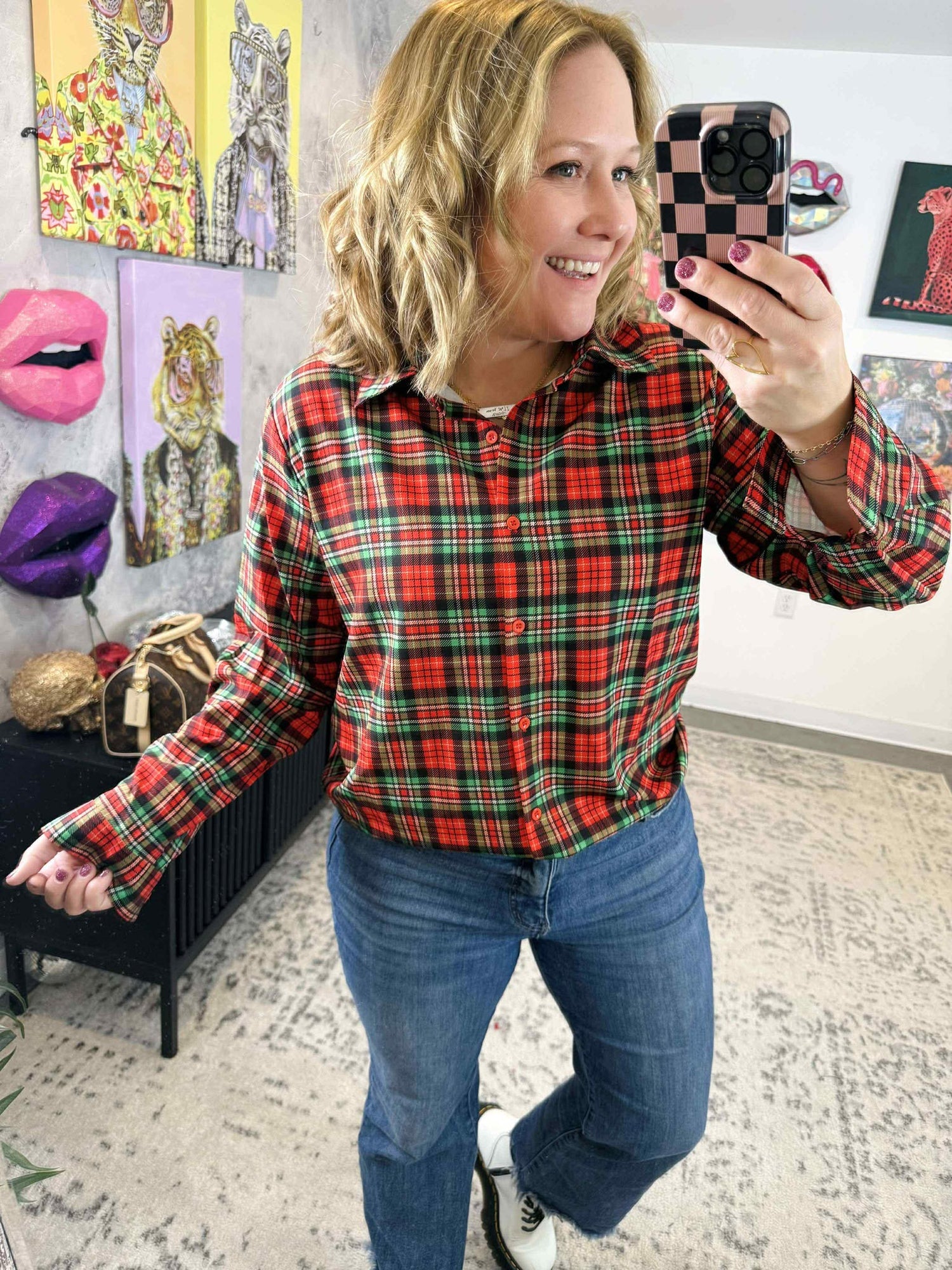 Nina Tunic - Christmas Plaid {S-3X} - KaraMarie