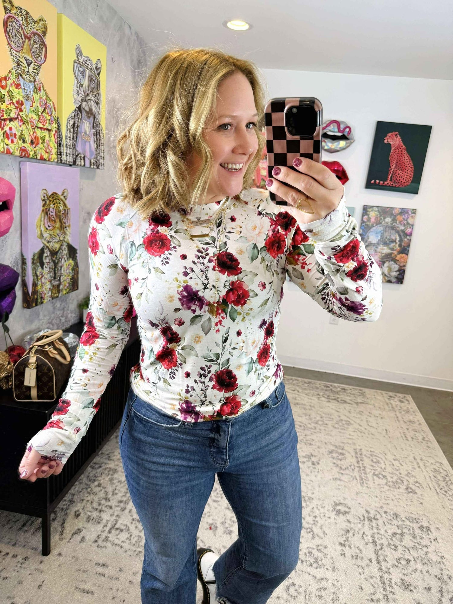 MM Blair Long Sleeve Top - Burgundy Bloom {S-3X} - KaraMarie