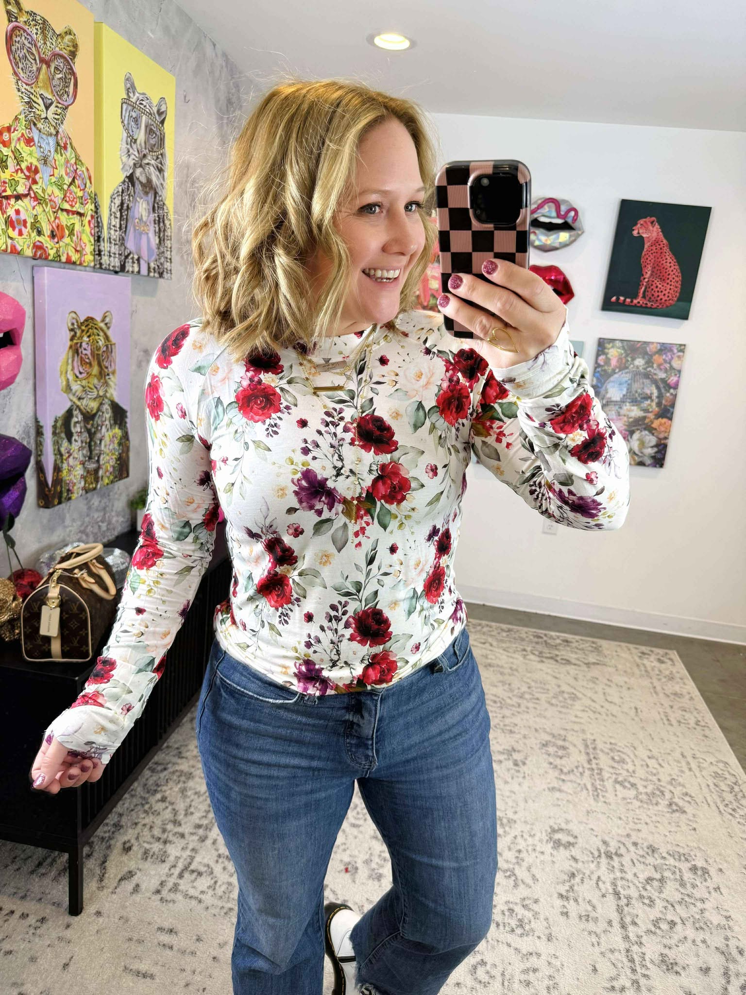 MM Blair Long Sleeve Top - Burgundy Bloom {S-3X} - KaraMarie