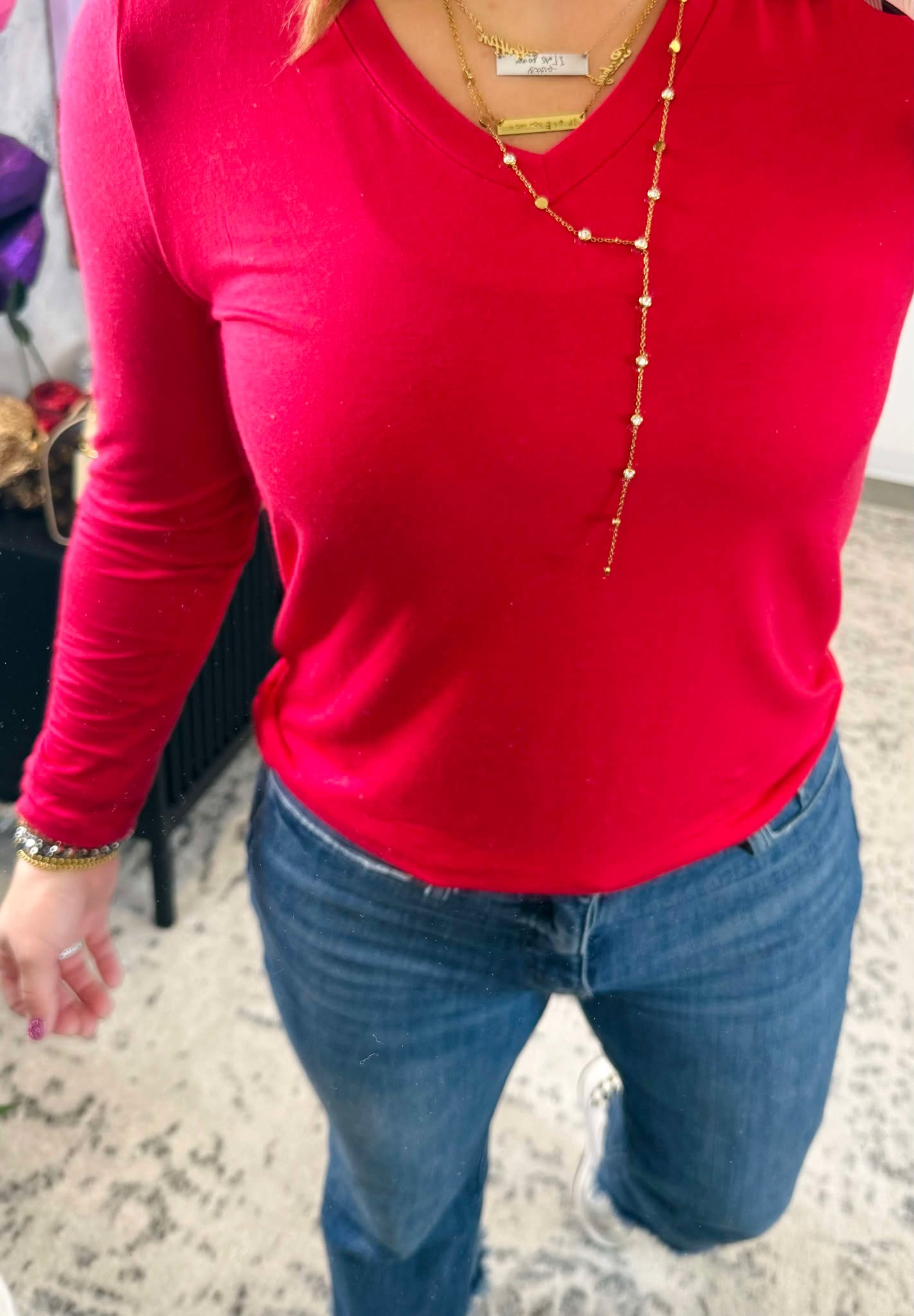 MM Larissa Long Sleeve - Red {S-3X}