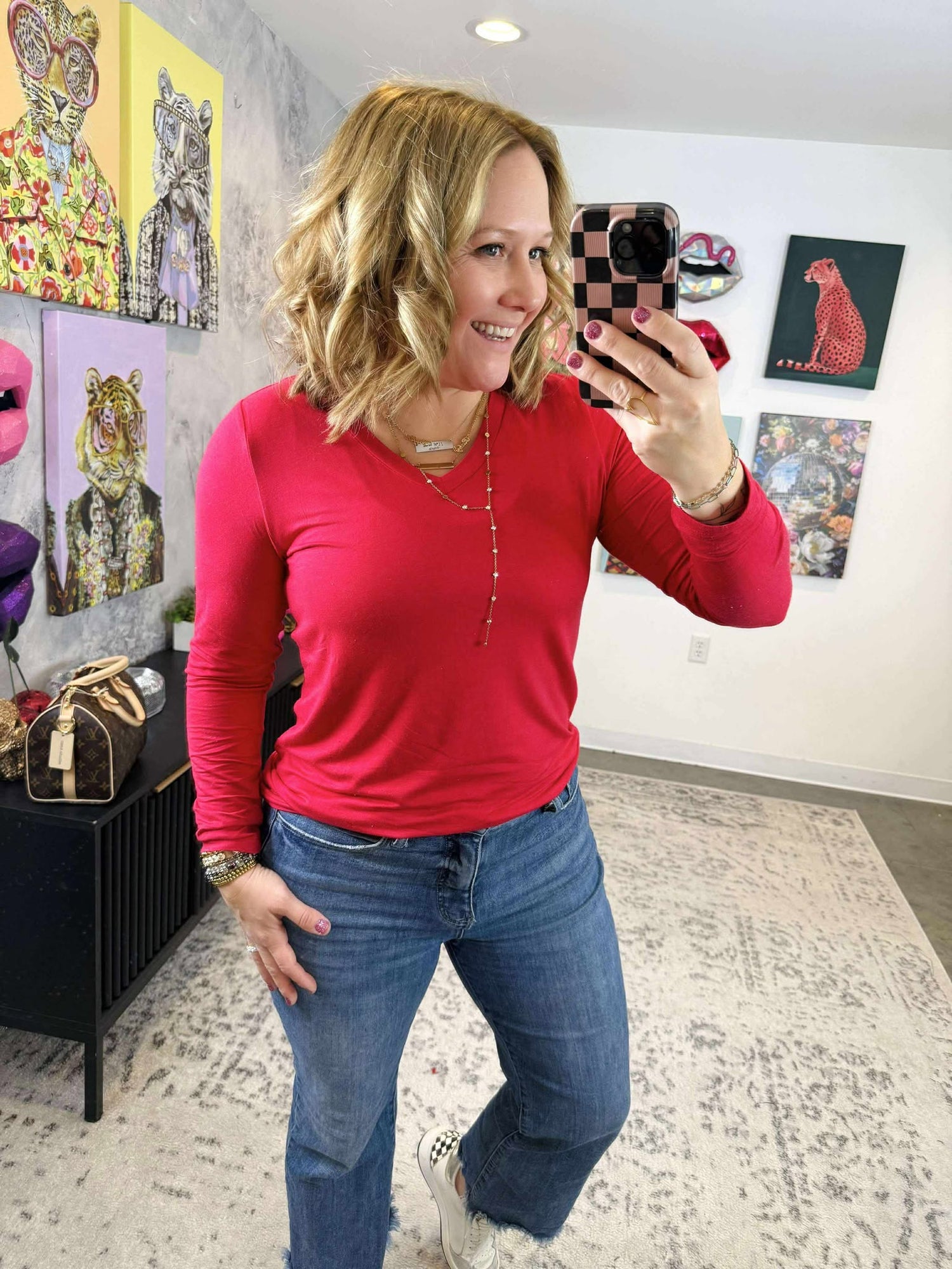 MM Larissa Long Sleeve - Red {S-3X}