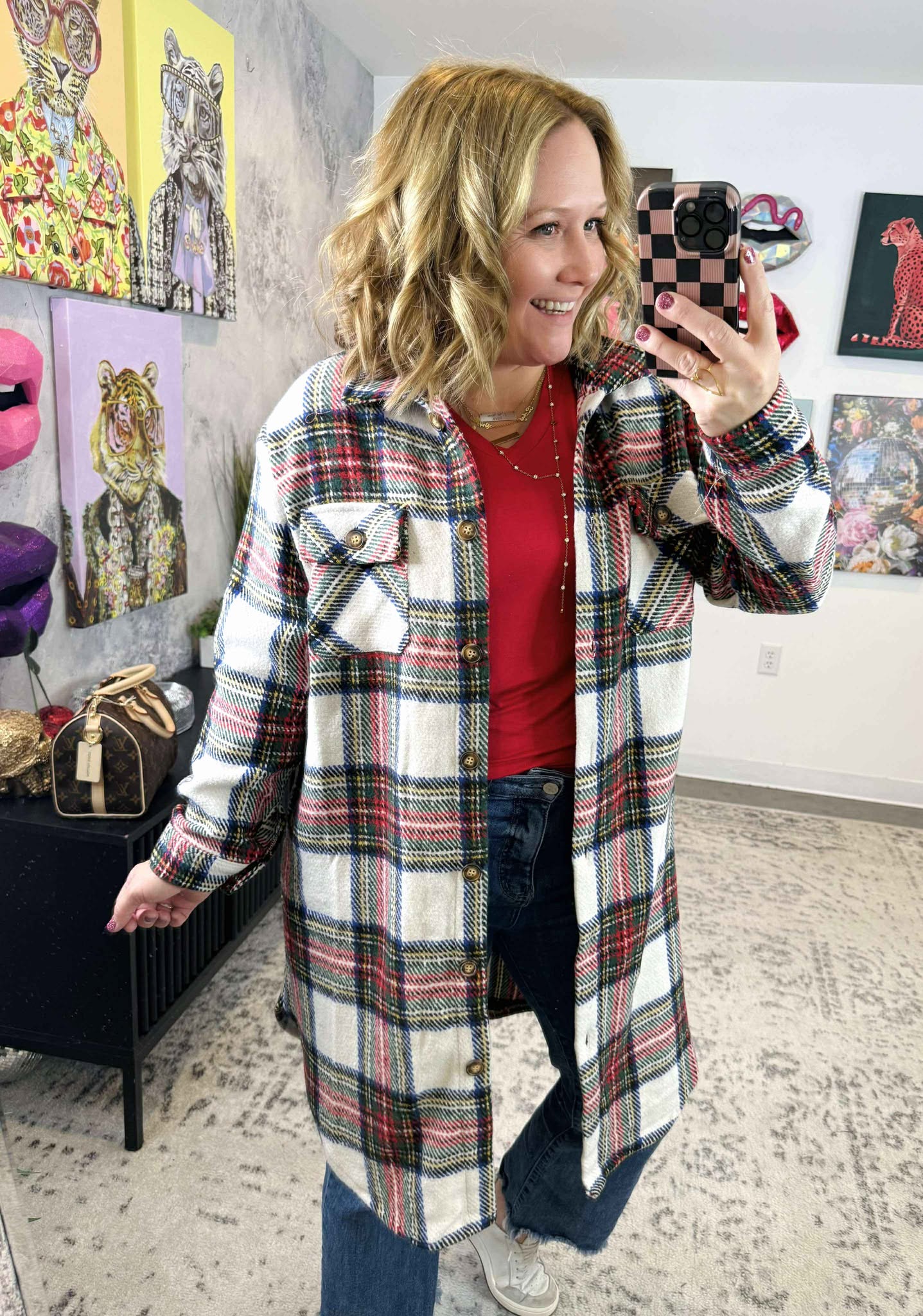 Cabin Glow Plaid Long Shacket {S-XL}