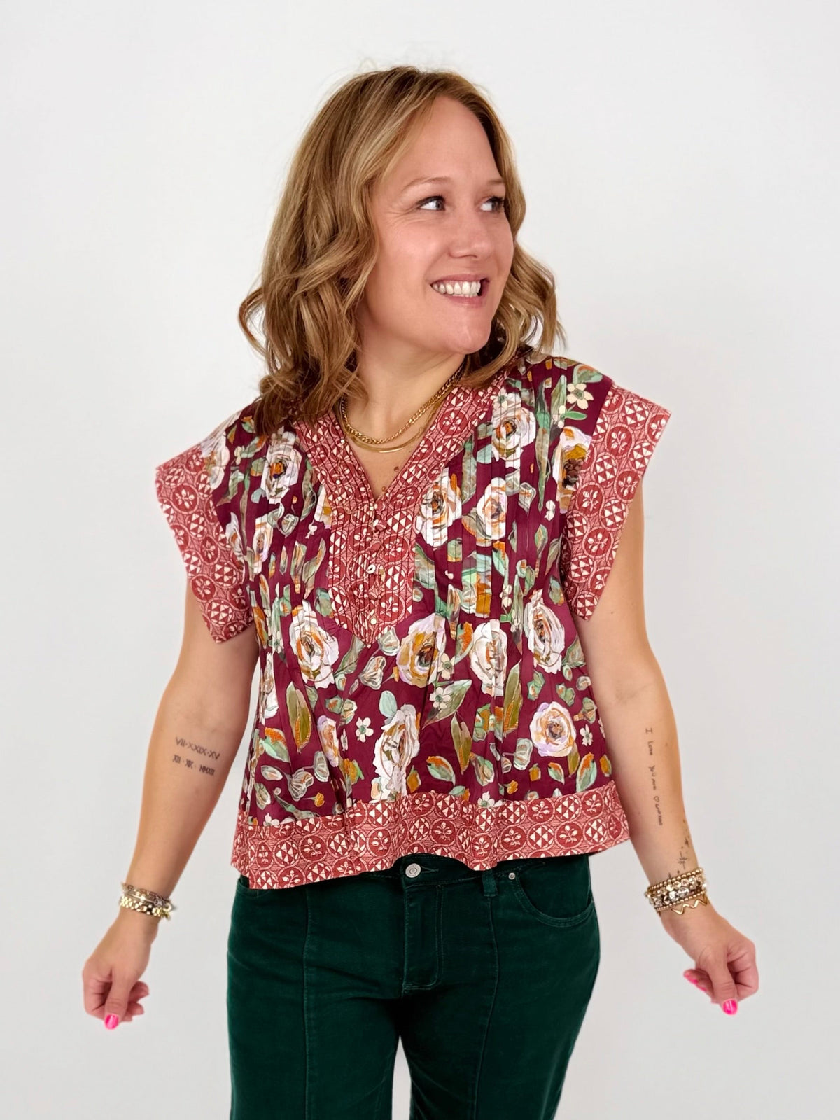 Quilted Bloom Blouse {M-L} - KaraMarie