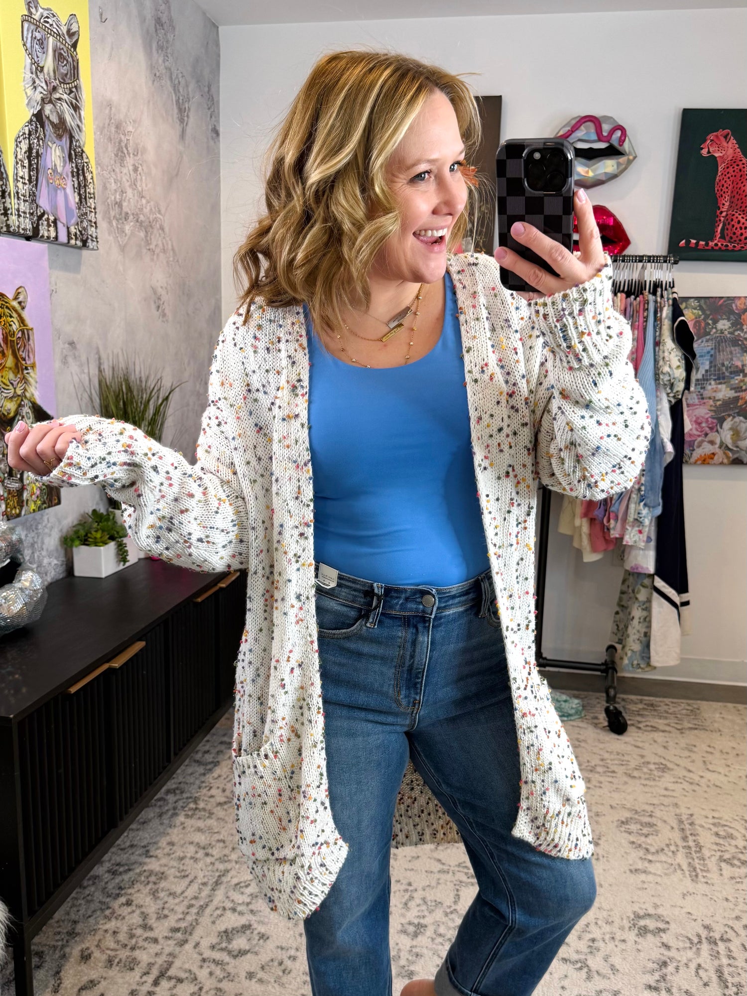 BLAKELEY Miley Dot Cardigan in White {OS-CURVY} - KaraMarie