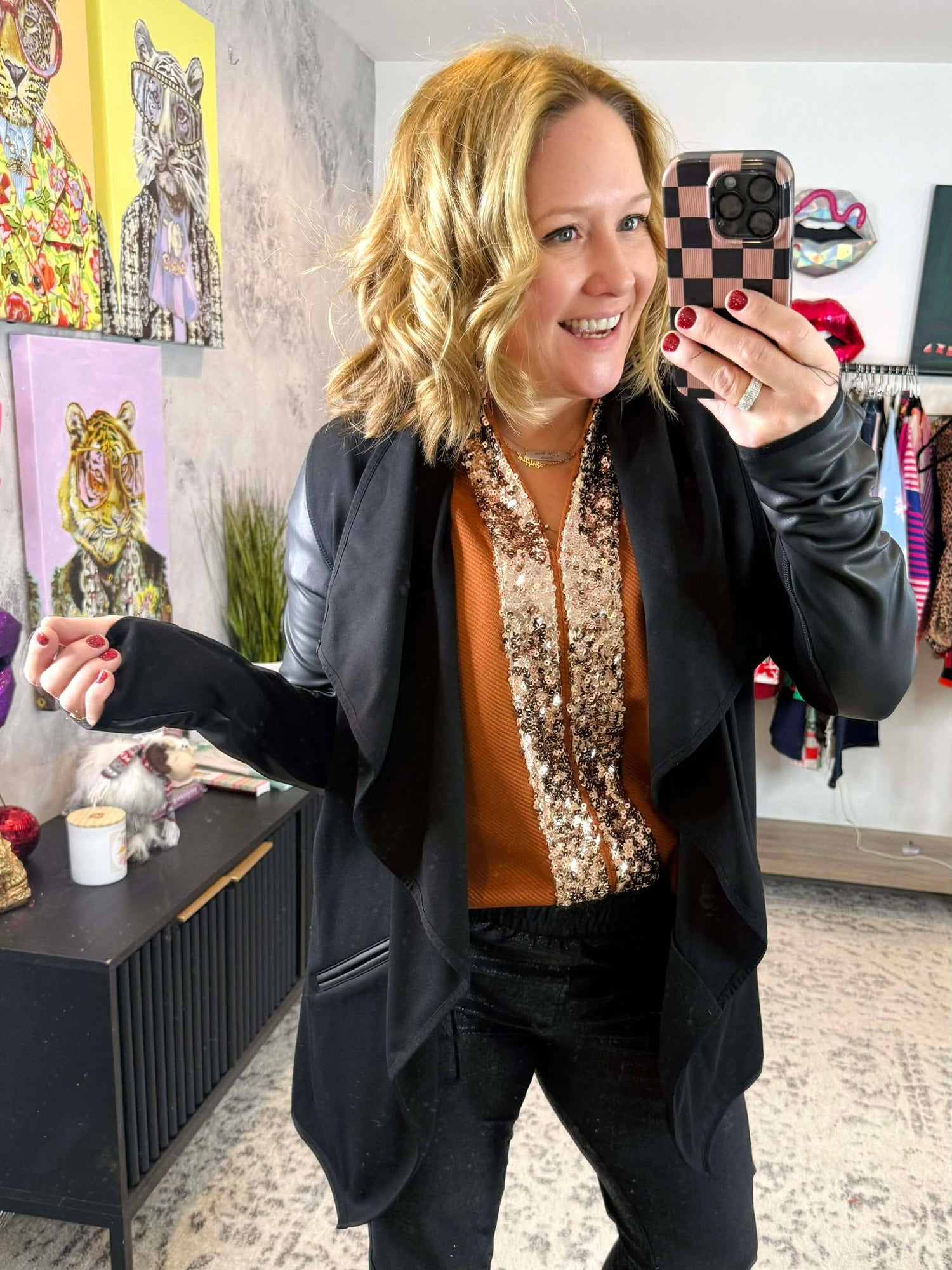 Leather Cascade Cardigan {S-L}