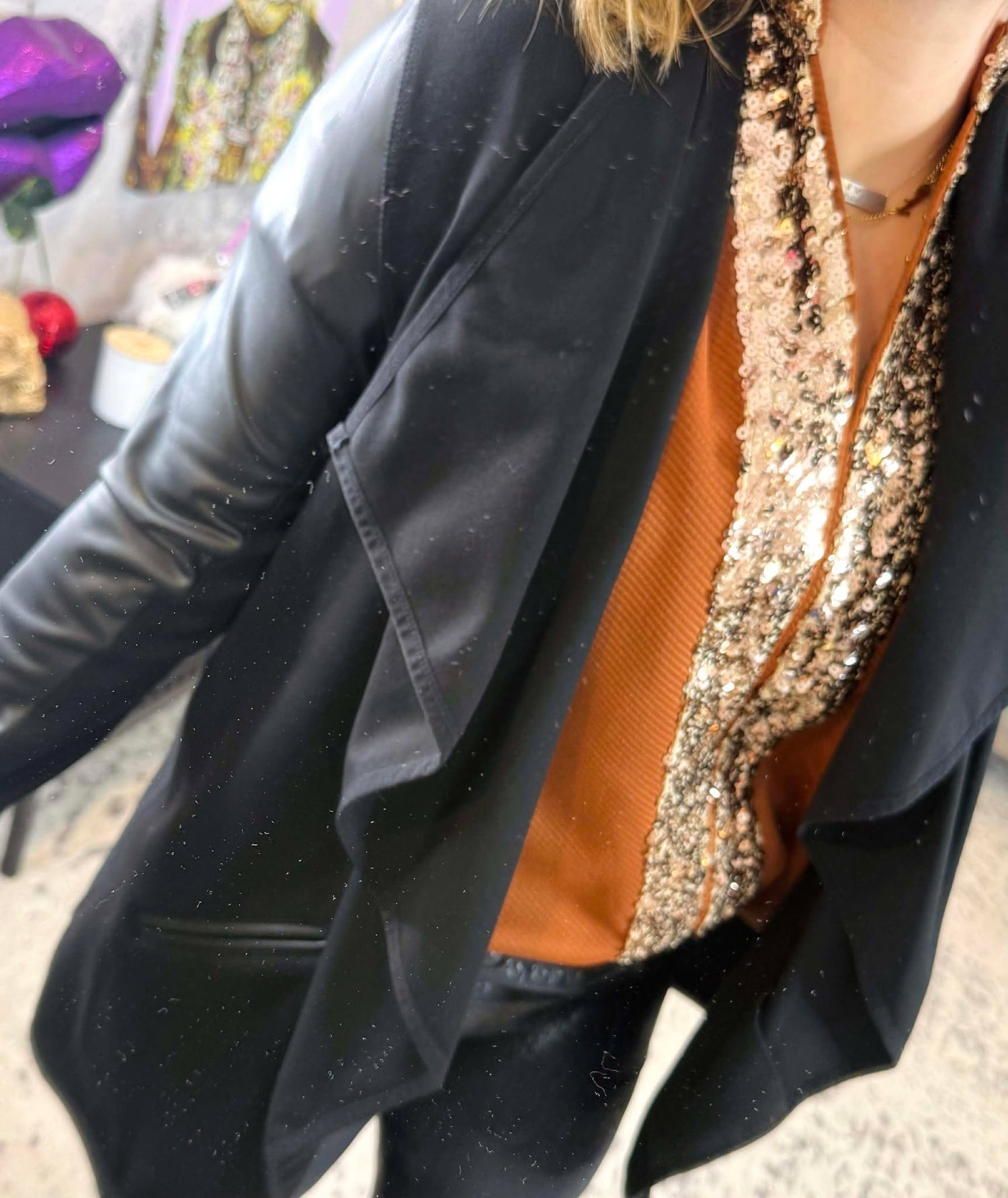 Leather Cascade Cardigan {S-L}