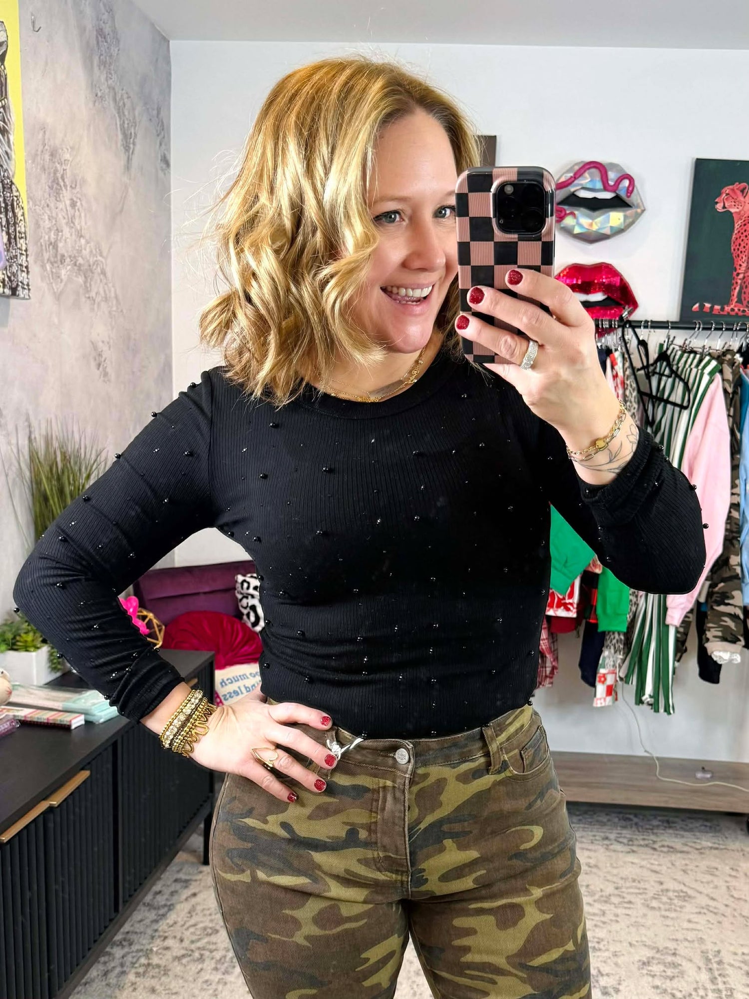 Glimmer & Grace Long Sleeve Top in Black {S-3X}