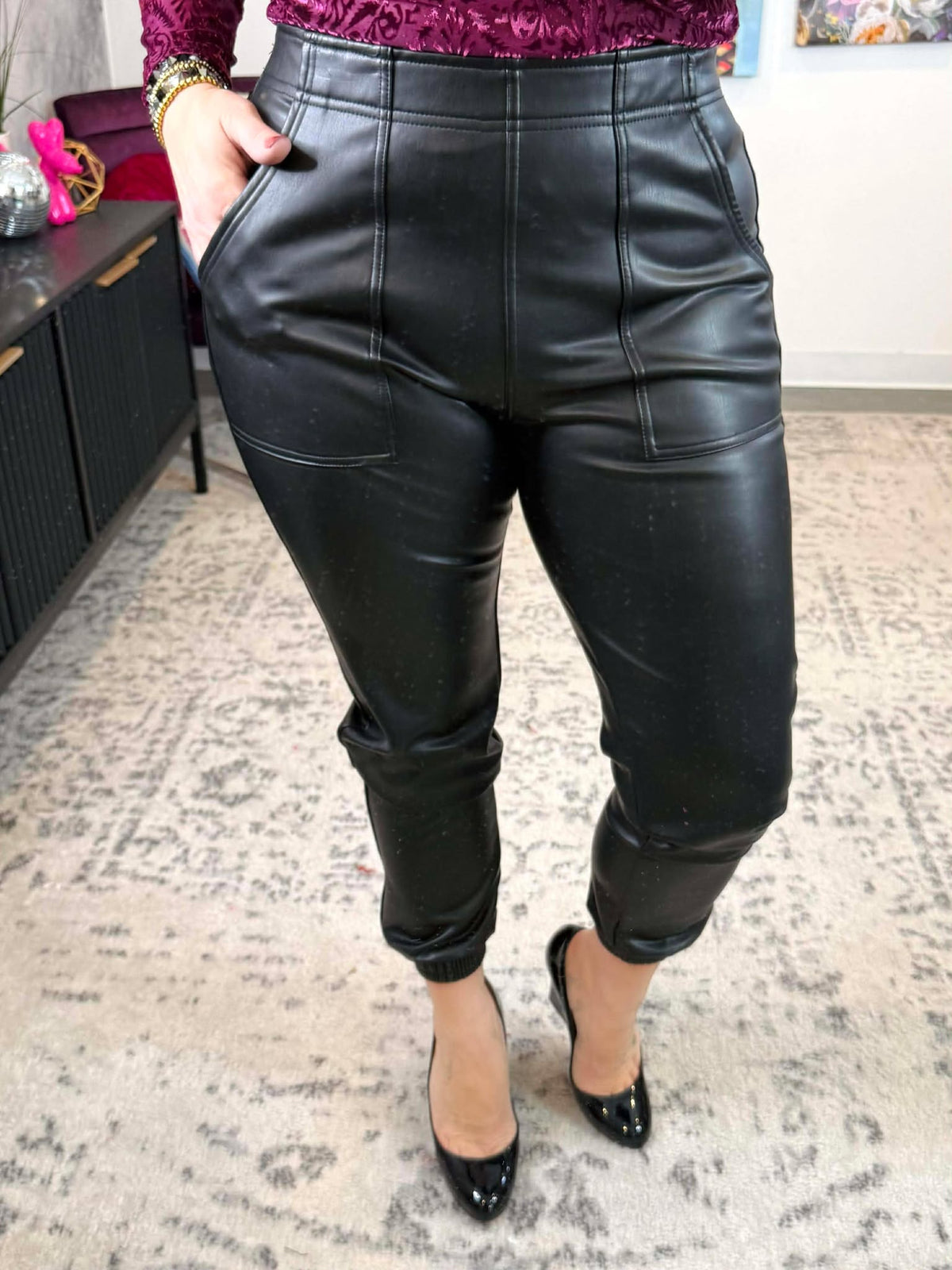 Vegan Leather Joggers {S-3X} - KaraMarie