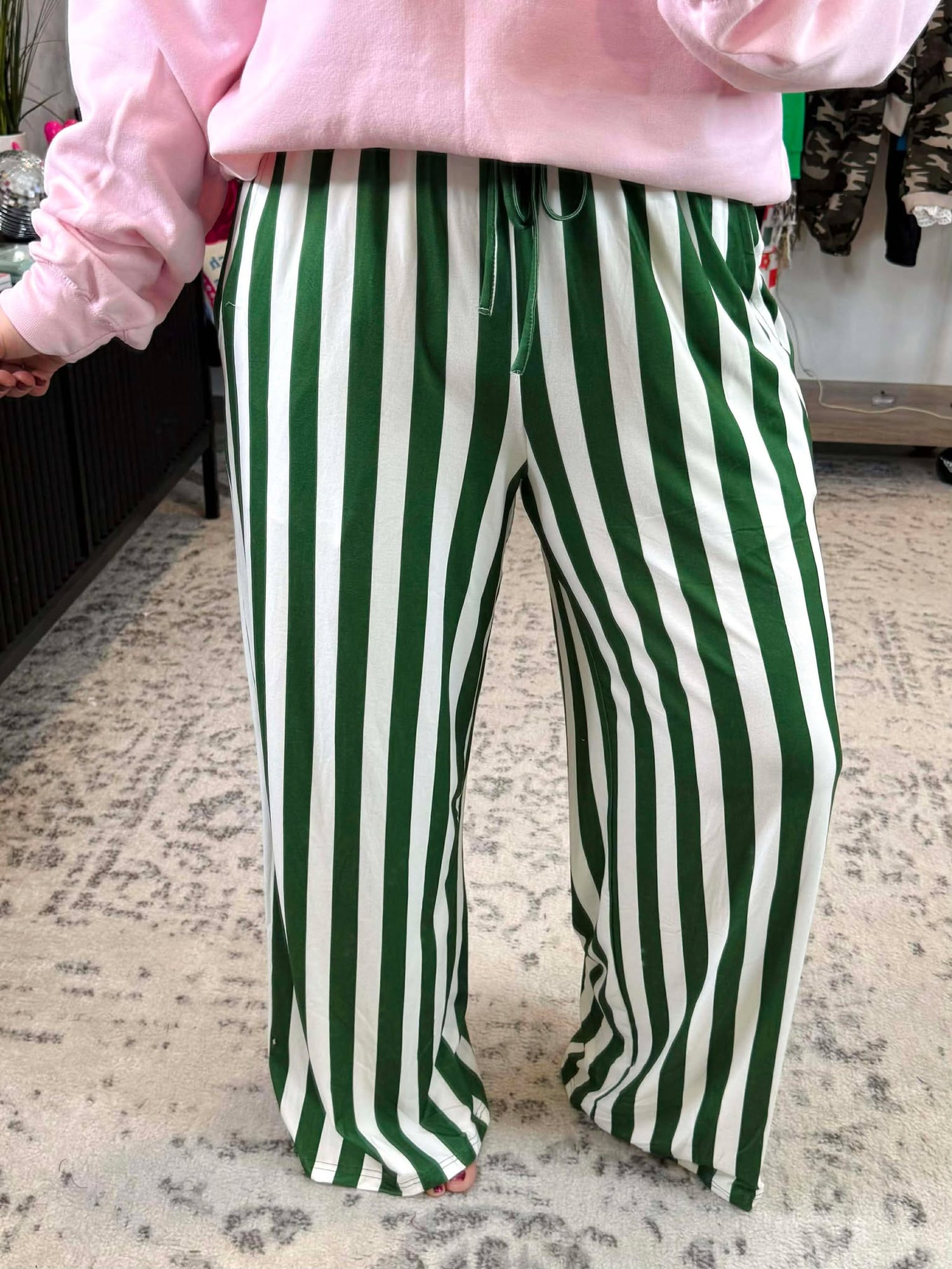 Blakeley Vertical Vibes Stripe Pants in Green {SM-2X}