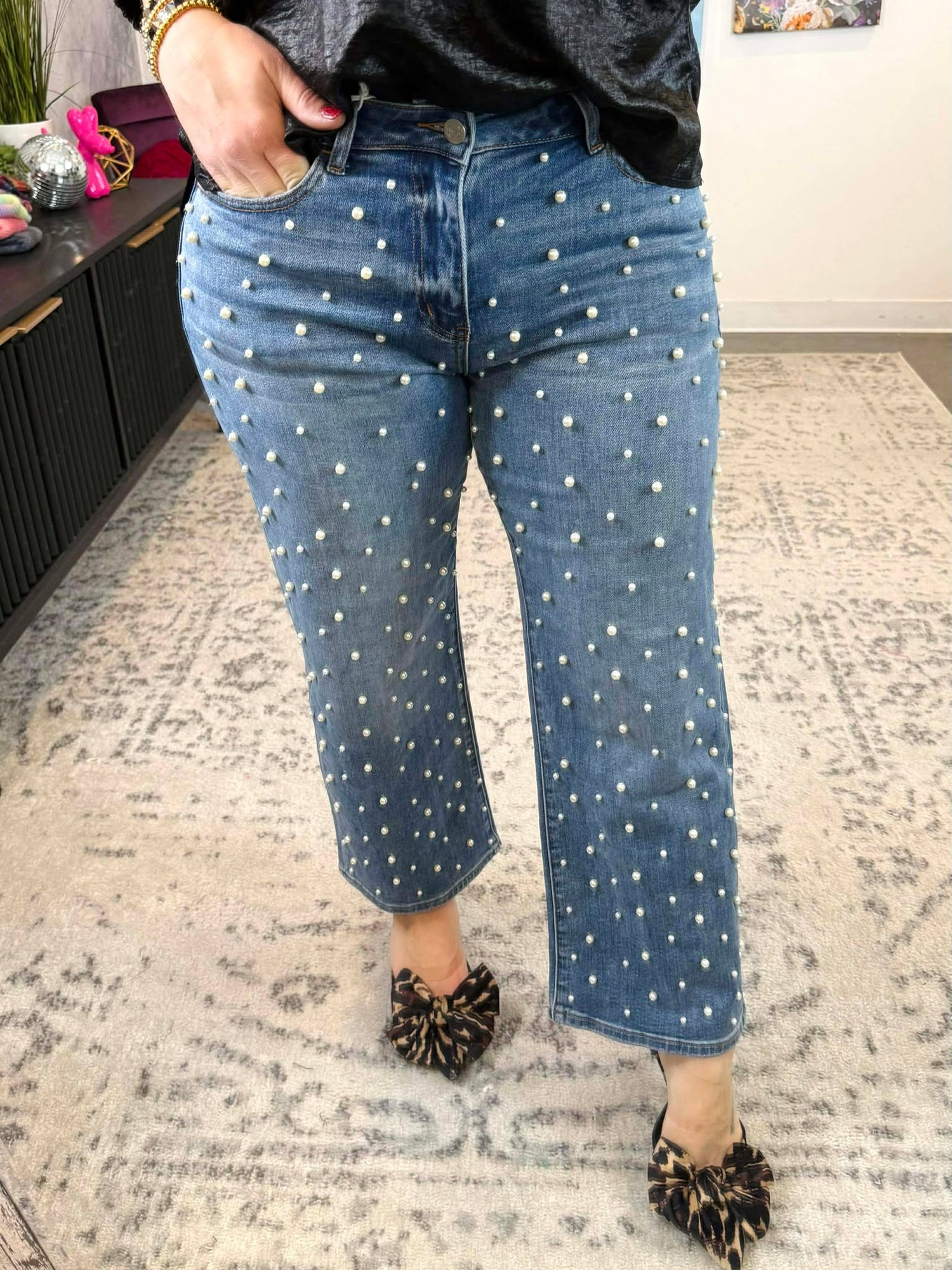Blakeley Denim & Pearls Crop Jeans {1-3X}