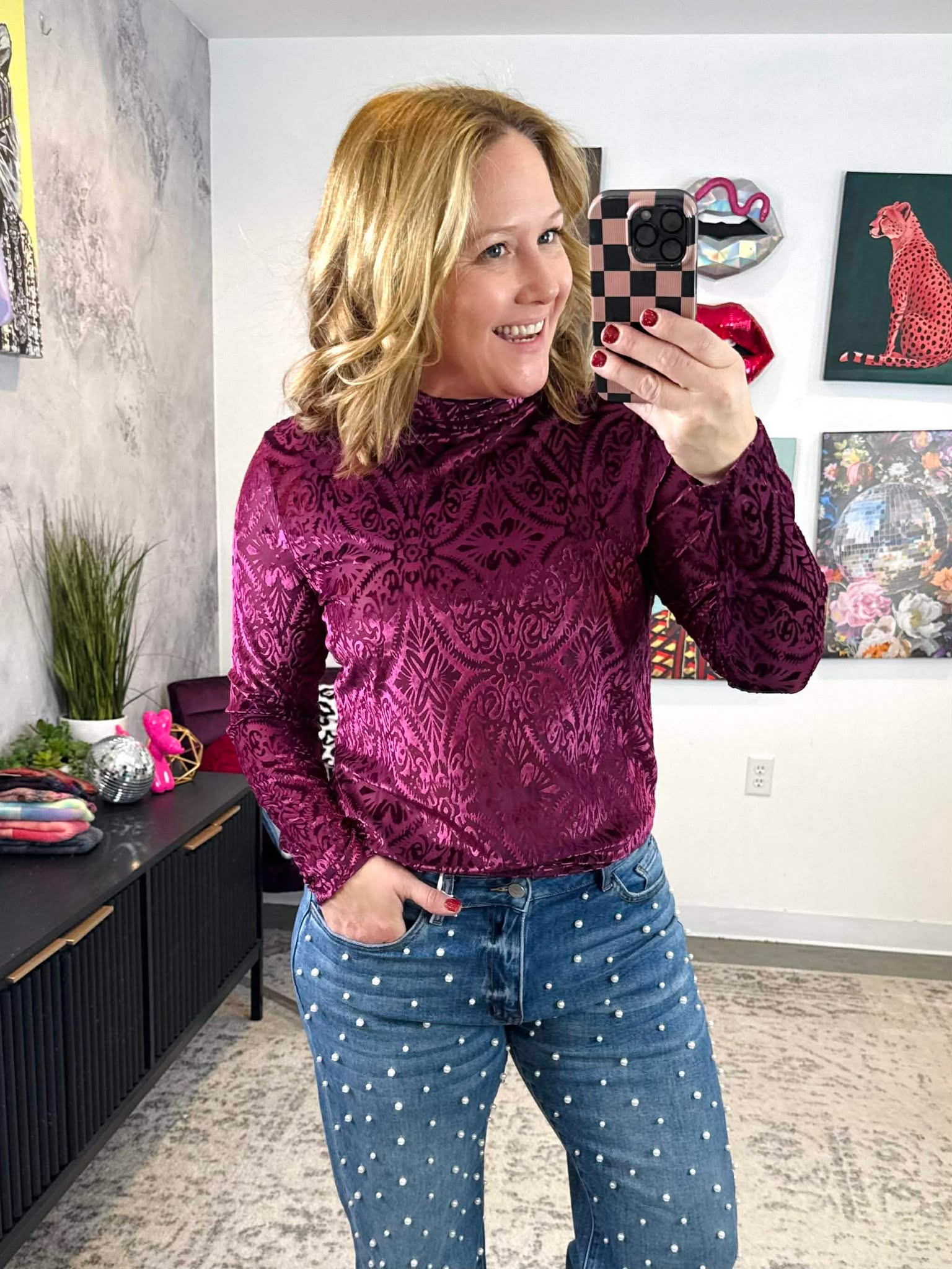 Crater Lake Velvet Mesh Top {S-3X} - KaraMarie