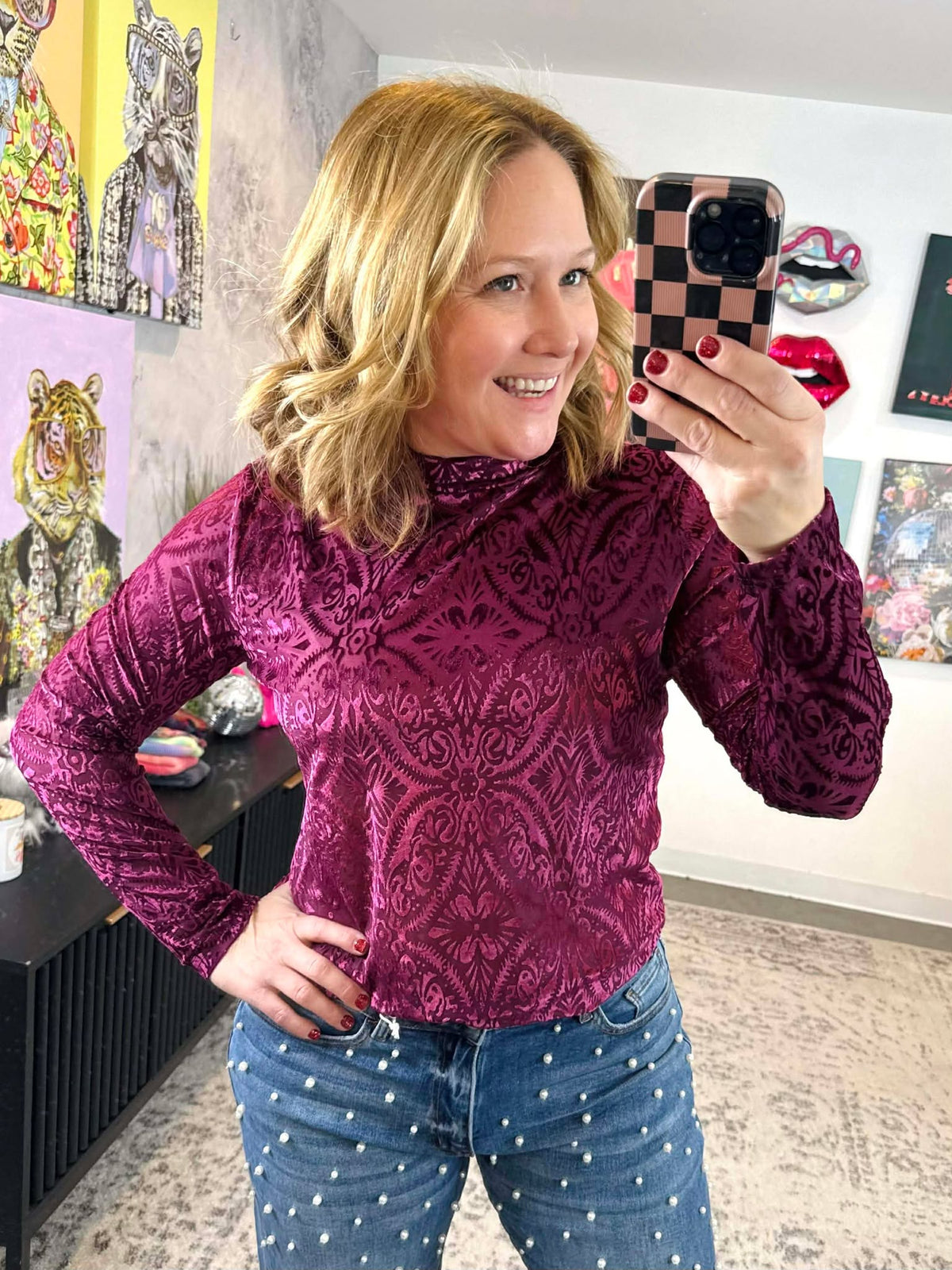 Crater Lake Velvet Mesh Top {S-3X} - KaraMarie