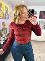 Micha Mesh & Velvet Bodysuit in Vixon {S-3X} - KaraMarie