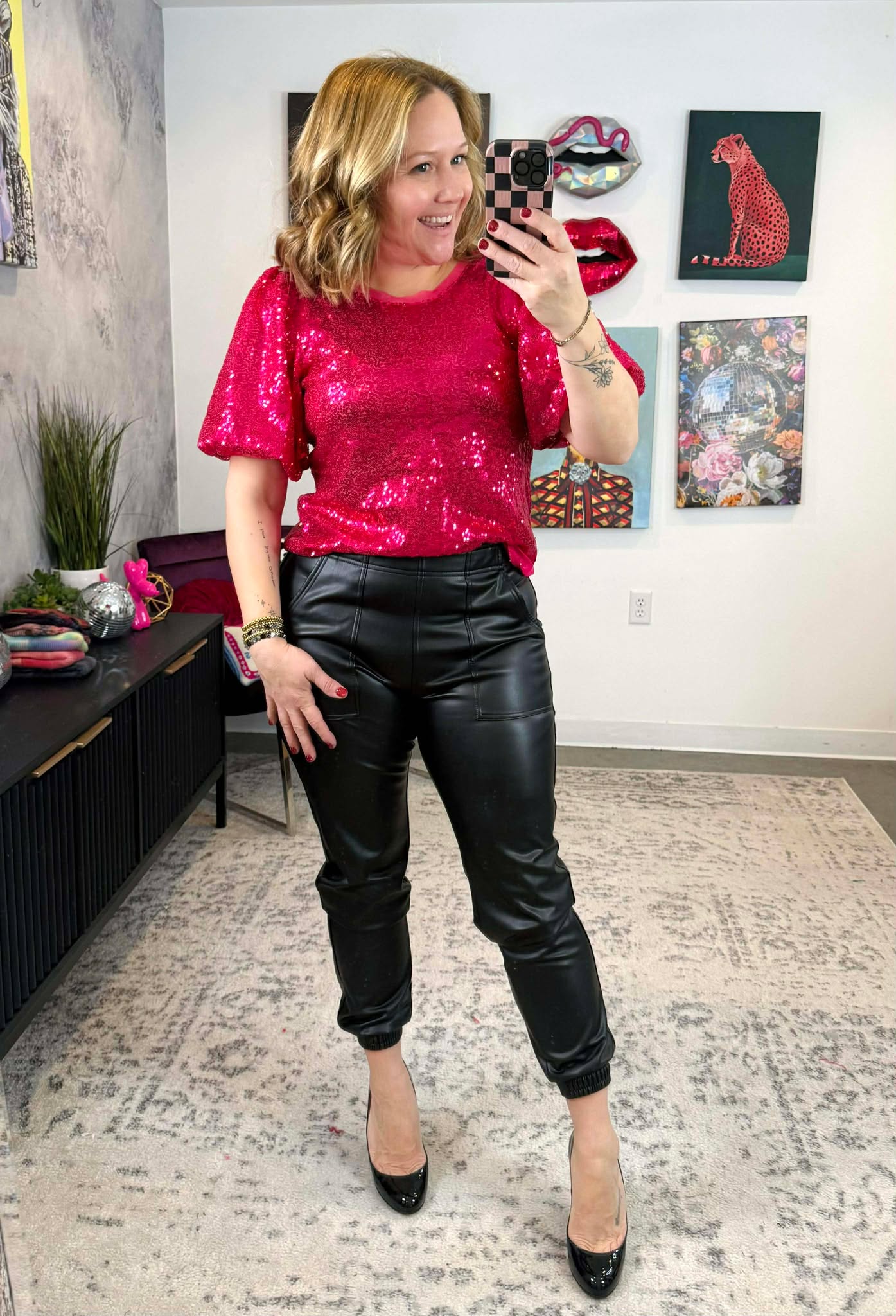 Pink Stardust Puff Sleeve Top {S-3X} - KaraMarie