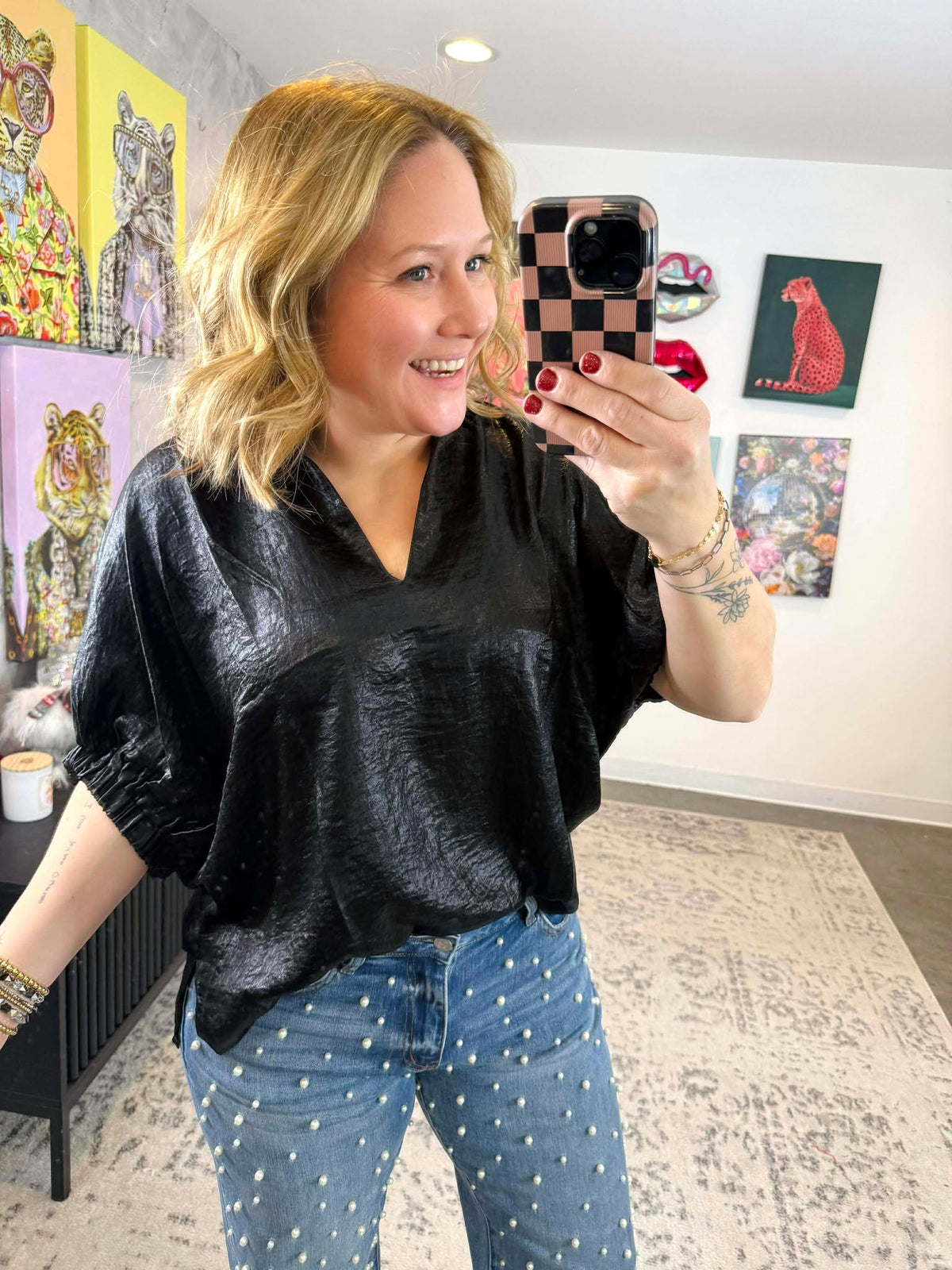 Chrome Drape Top in Black {S-2X} - KaraMarie