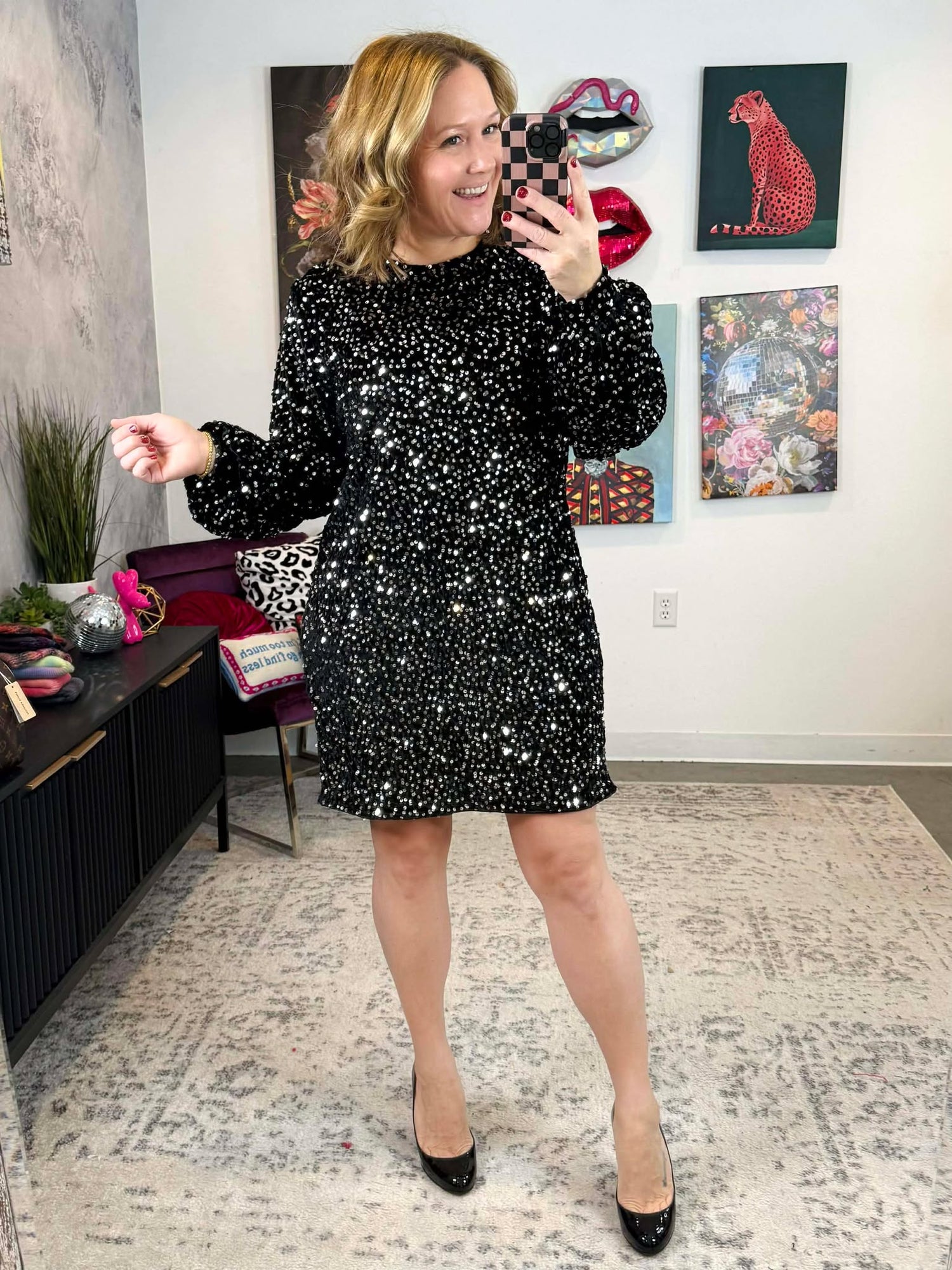 Old Flame Sequin Dress {S-3X}