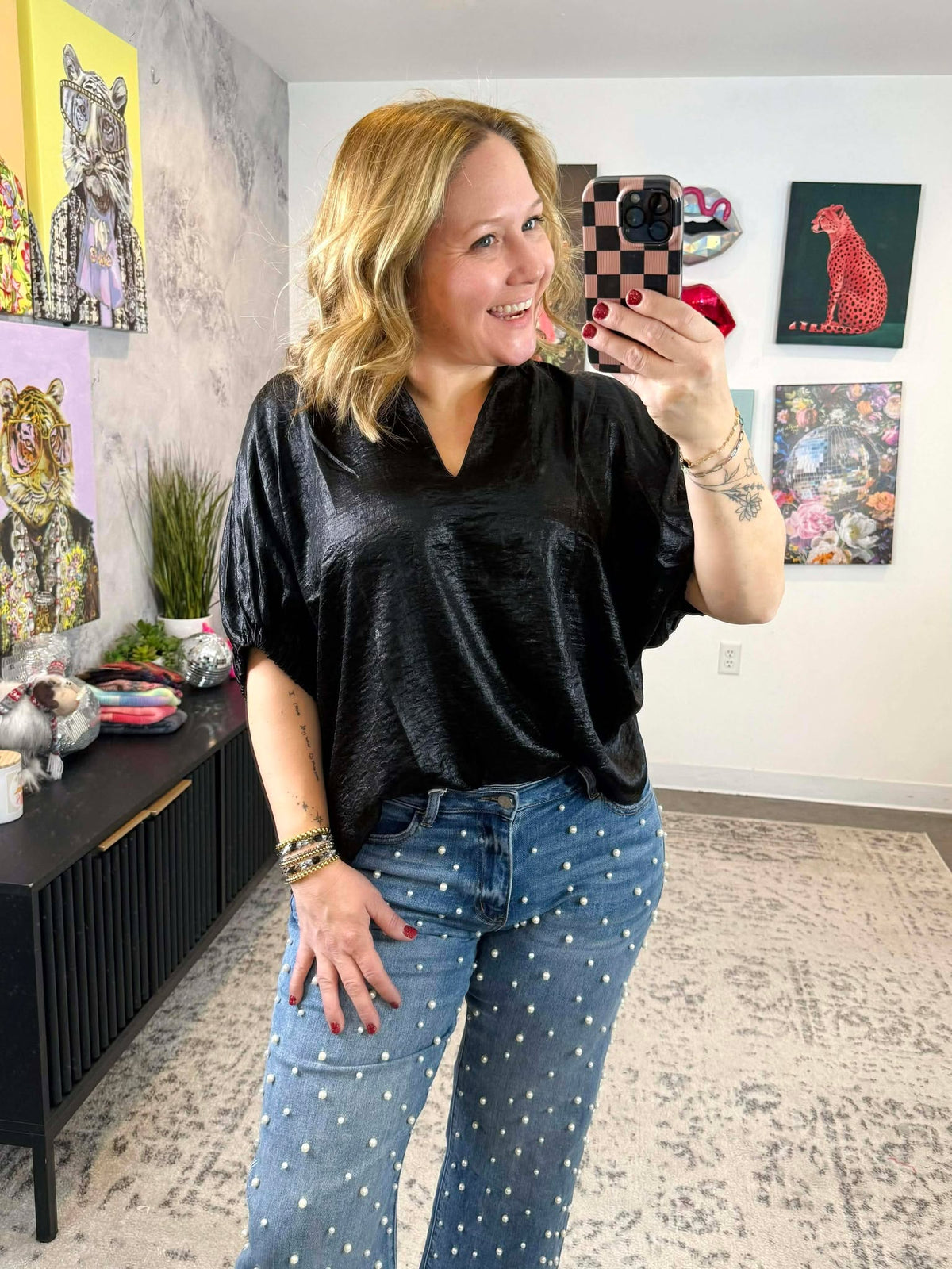 Chrome Drape Top in Black {S-2X} - KaraMarie