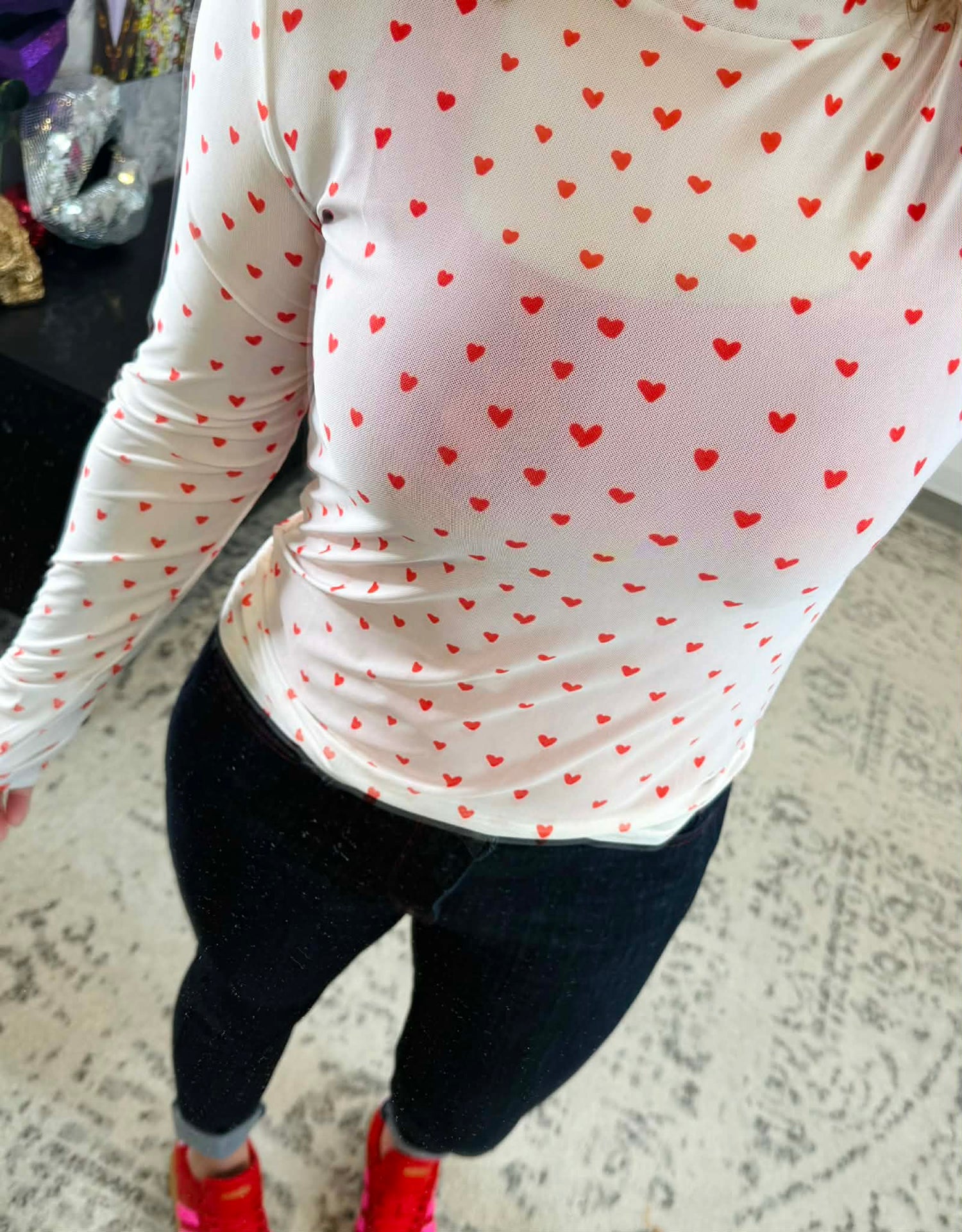 BLAKELEY Dress It Up Mesh Tops in Tiny Hearts {S/M-2X}