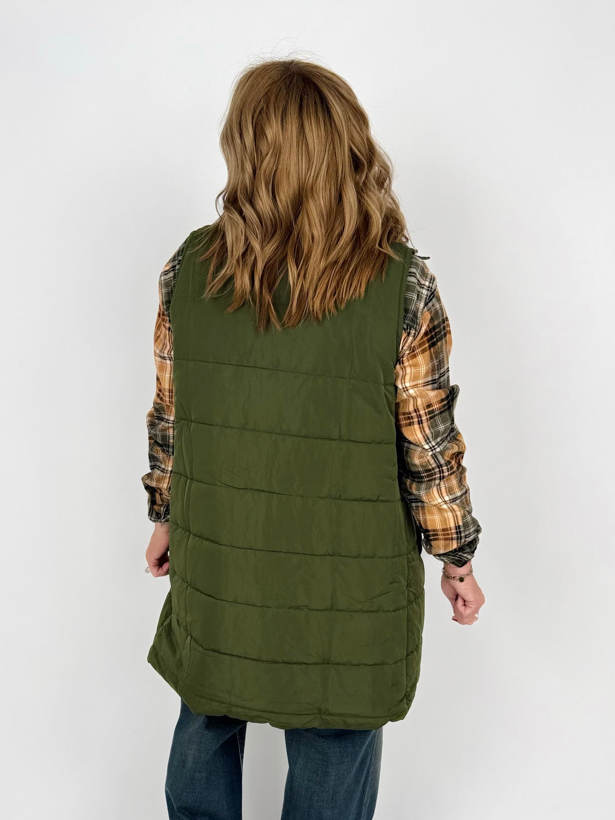 MM Harlow Long Vest - Dark Olive {XS-3X}