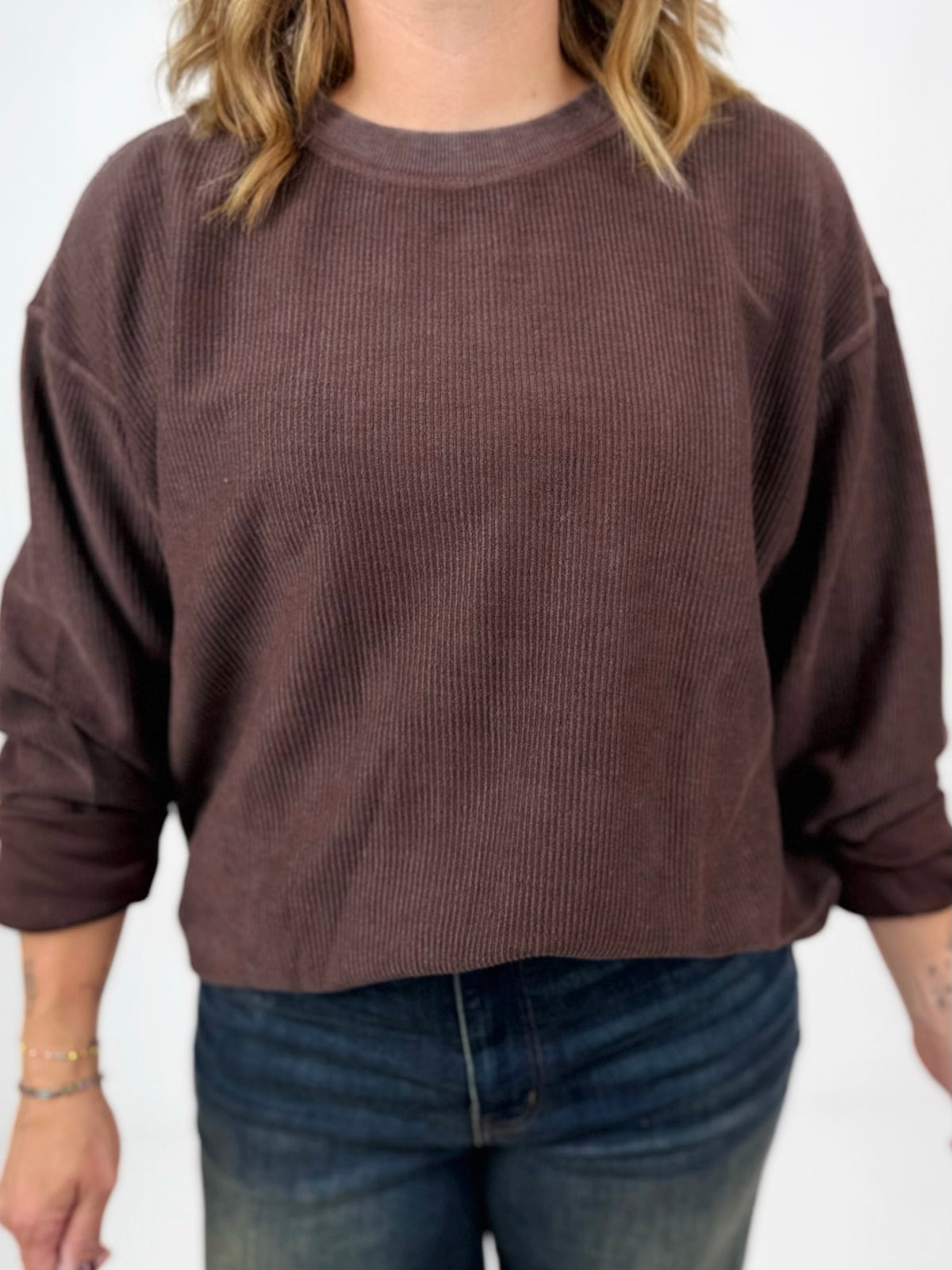 Moon Ryder Corded Crew in Dark Chocolate {XS-XL}