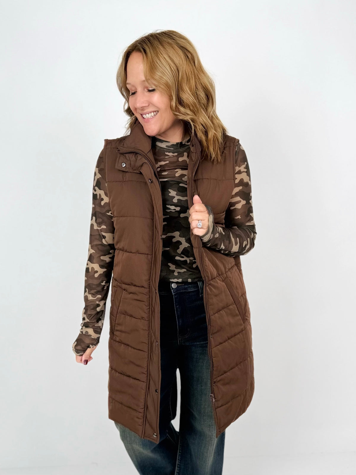 MM Harlow Long Vest - Brown {XS-3X}