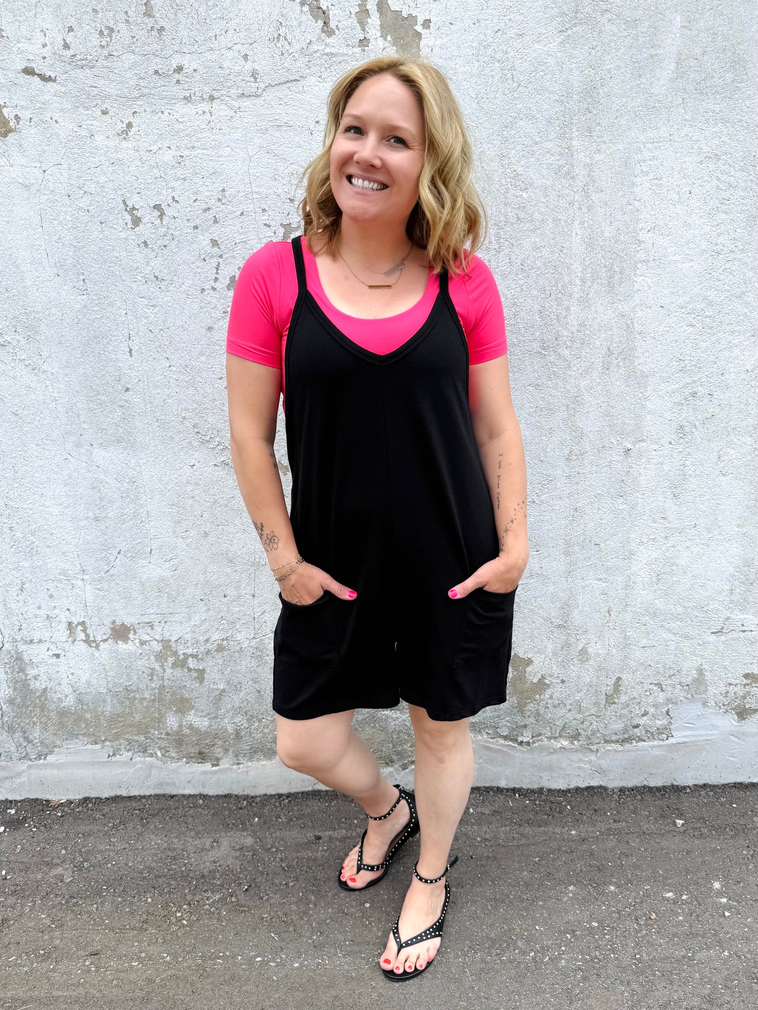 Becky Shorts Romper in Black {XS-3X}
