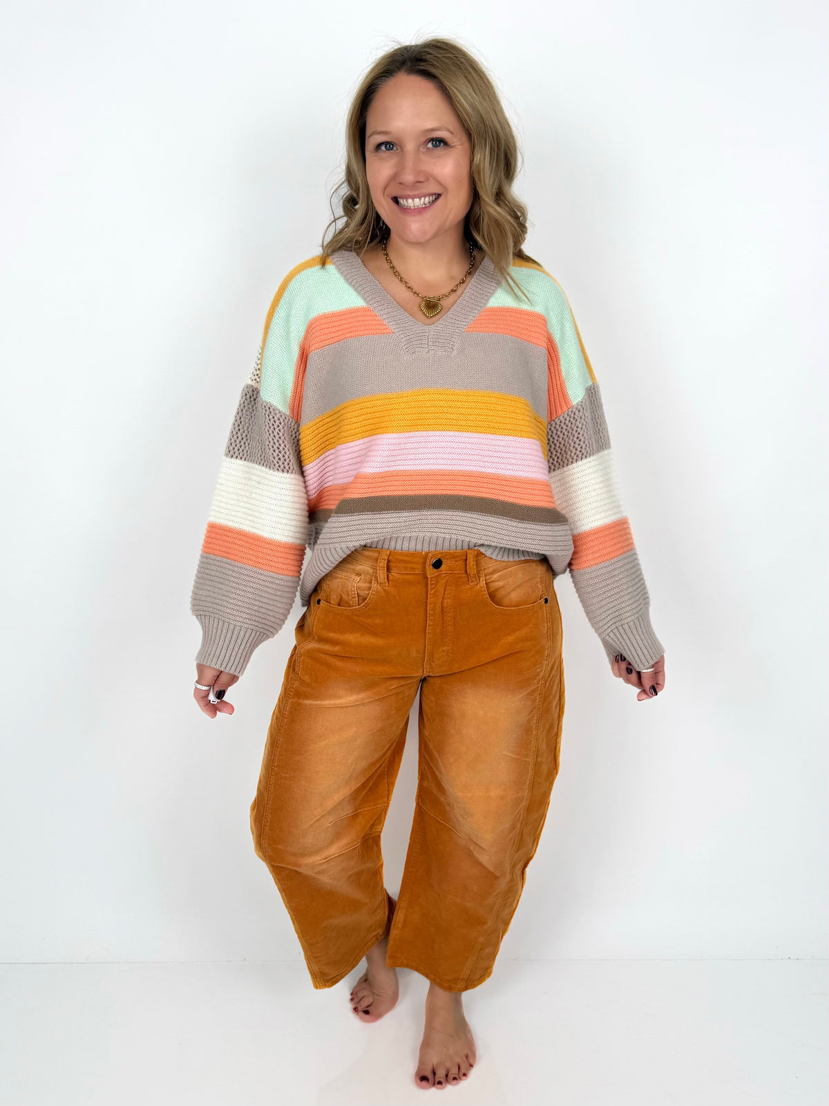 Modern Corduroy Crop Barrel Pants - Amber {S-L}