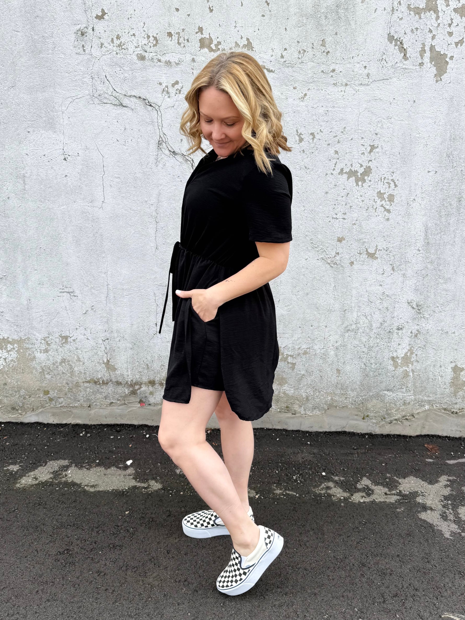 Flirty Romper Dress in Black {S-3X} - KaraMarie