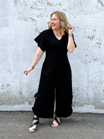 Bow-Tied Jumpsuit in Black - KaraMarie