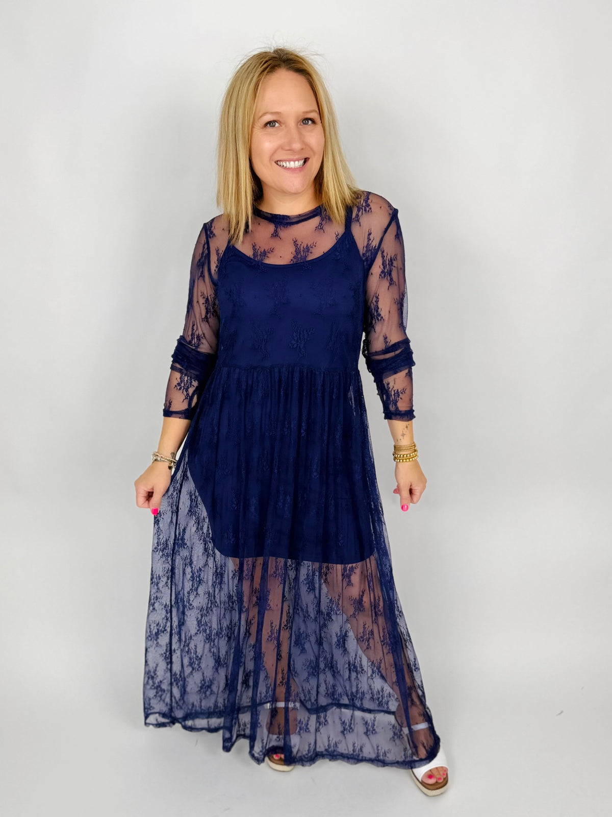 Blakeley Evangeline Lace Dress - Royal Blue {XS-2X} - KaraMarie