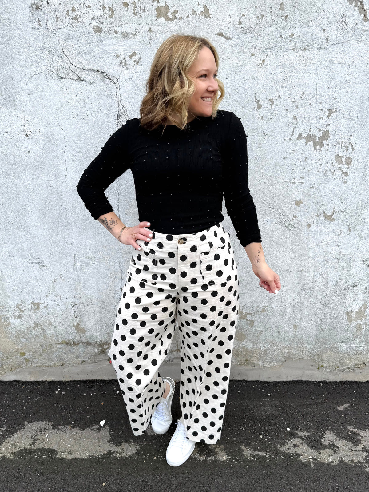 Playful Polka Wide-Leg Pants {S-2X} - KaraMarie