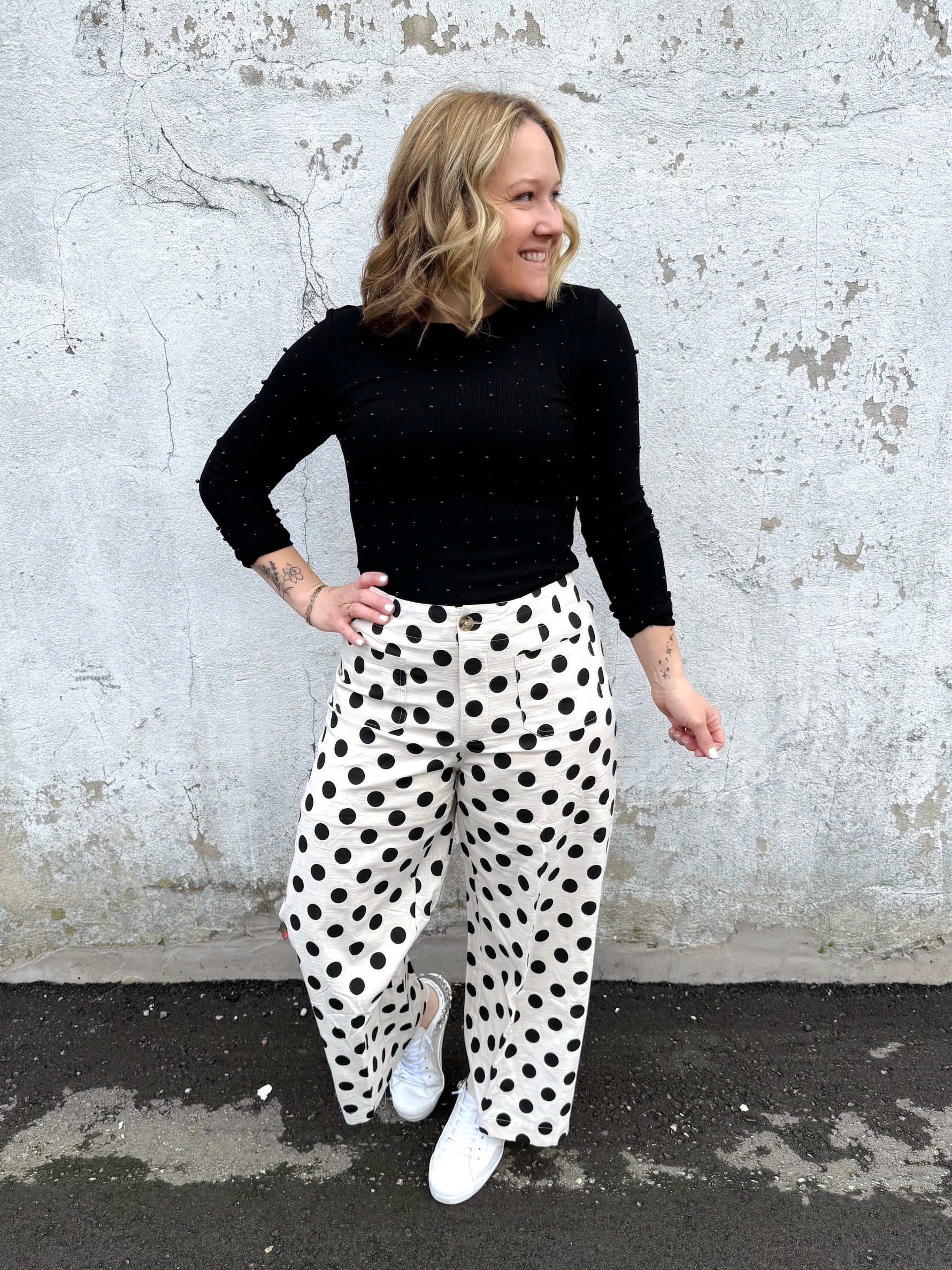 Playful Polka Wide-Leg Pants {S-2X} - KaraMarie
