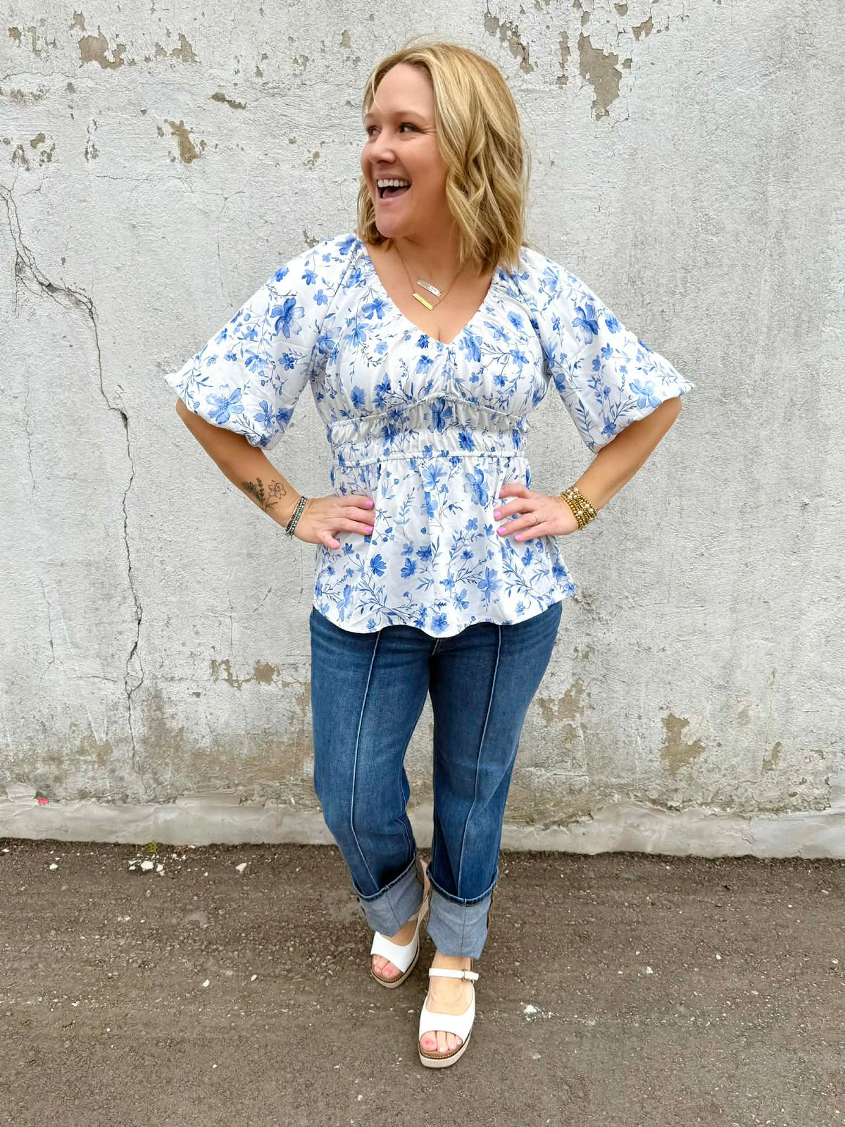Petal Charm Peplum Blouse {S-3X} - KaraMarie