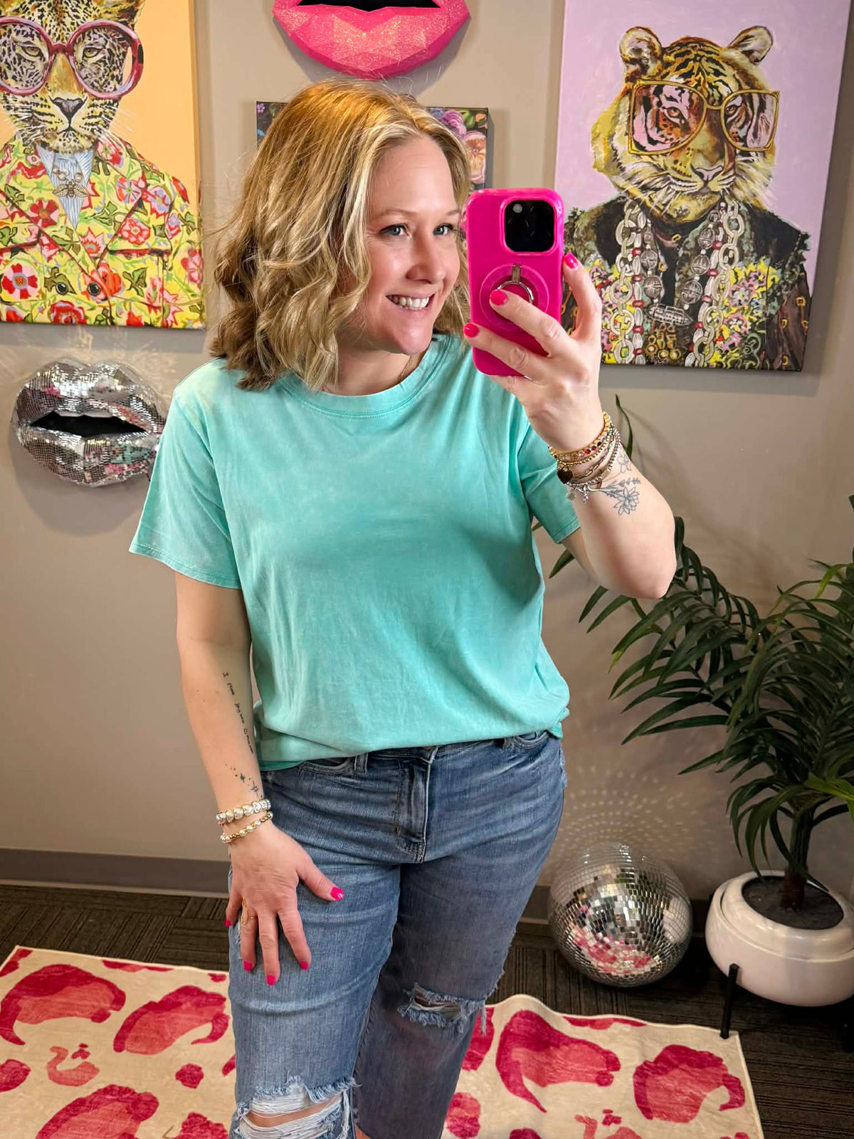 Vintage Fade Short Sleeve Top - Mint {S-3X} - KaraMarie