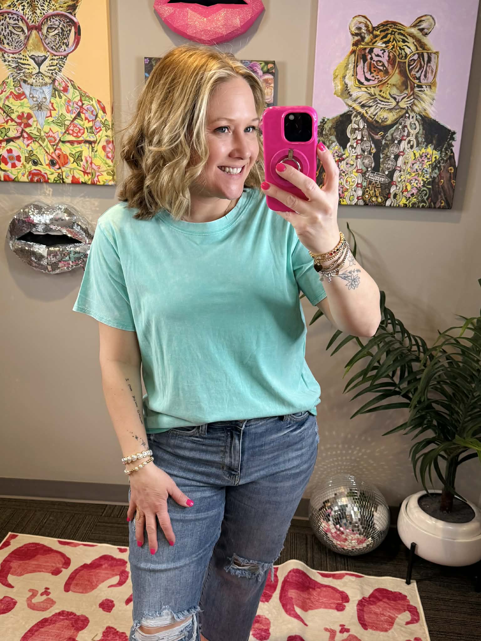 Vintage Fade Short Sleeve Top - Mint {S-3X} - KaraMarie