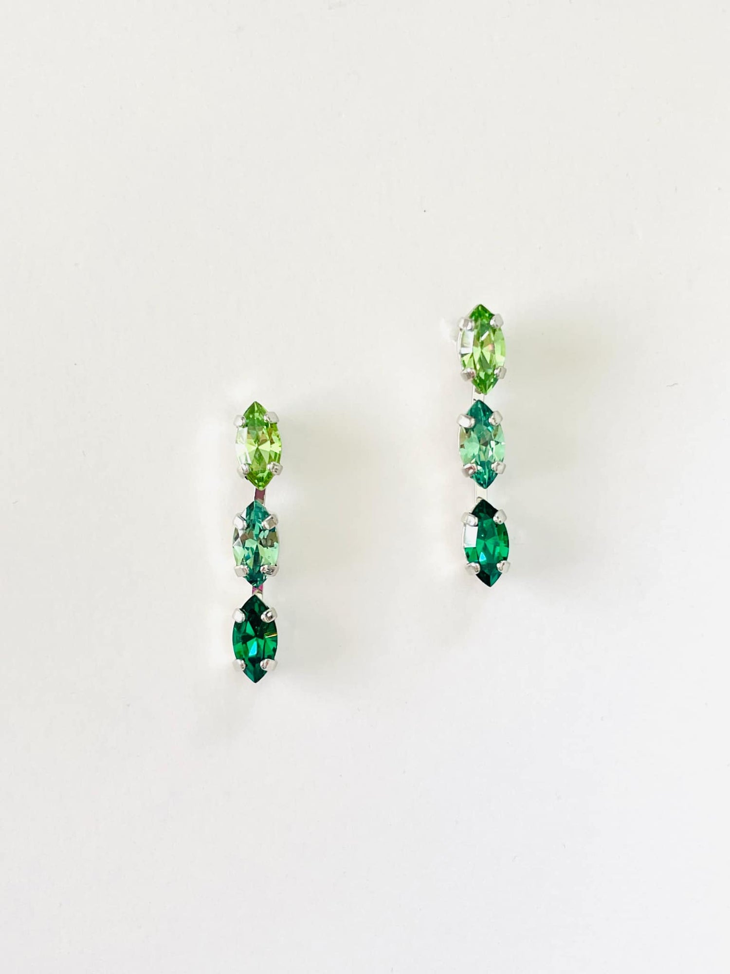 Triple Navette Earrings in Green Ombre