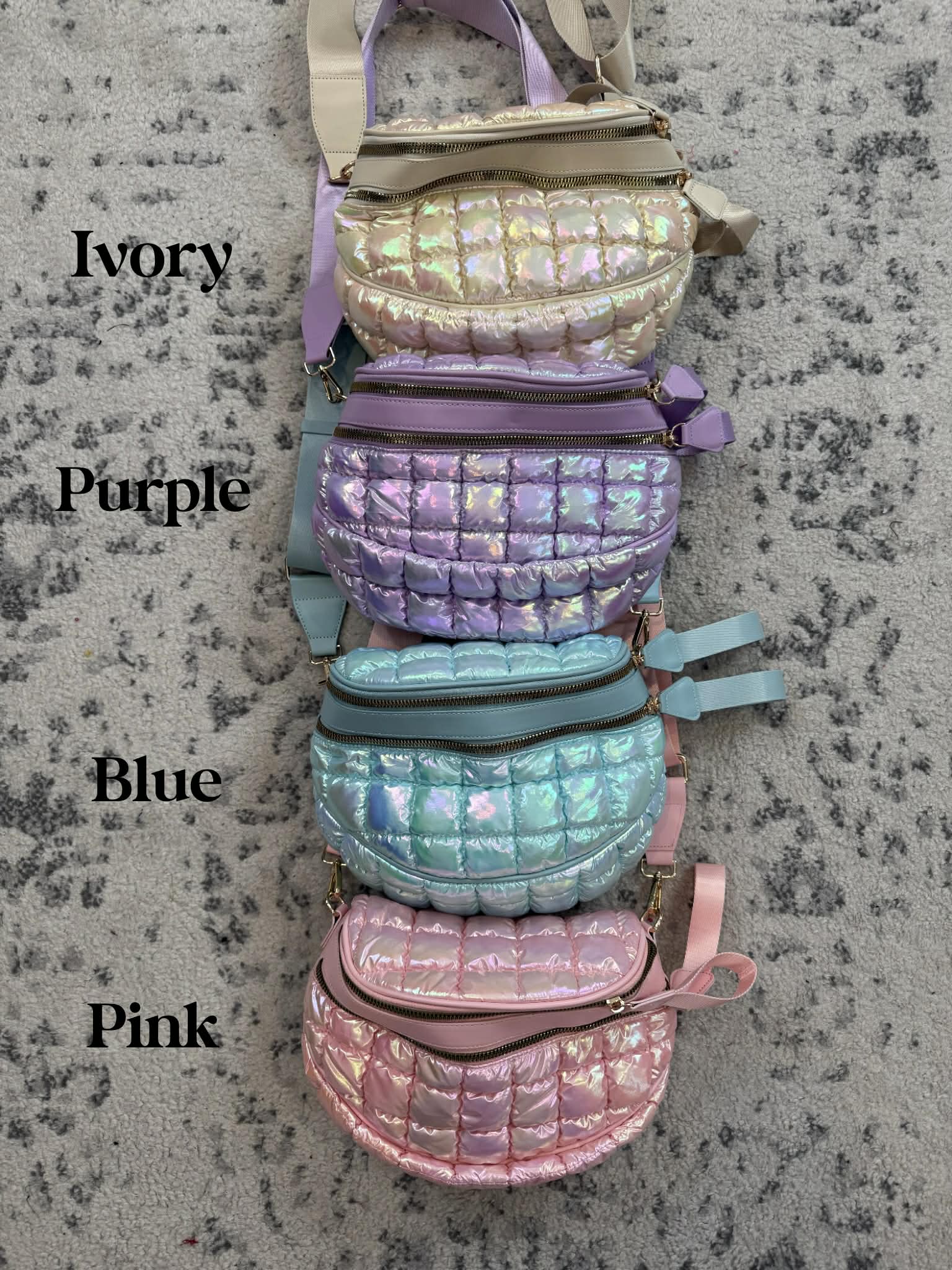 Iridescent Double Zipper Puffer Crossbody Bag {Multiple Colors!} - KaraMarie