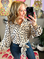 Sweet Spots Tie Hem Blouse Top {S-3X} - KaraMarie
