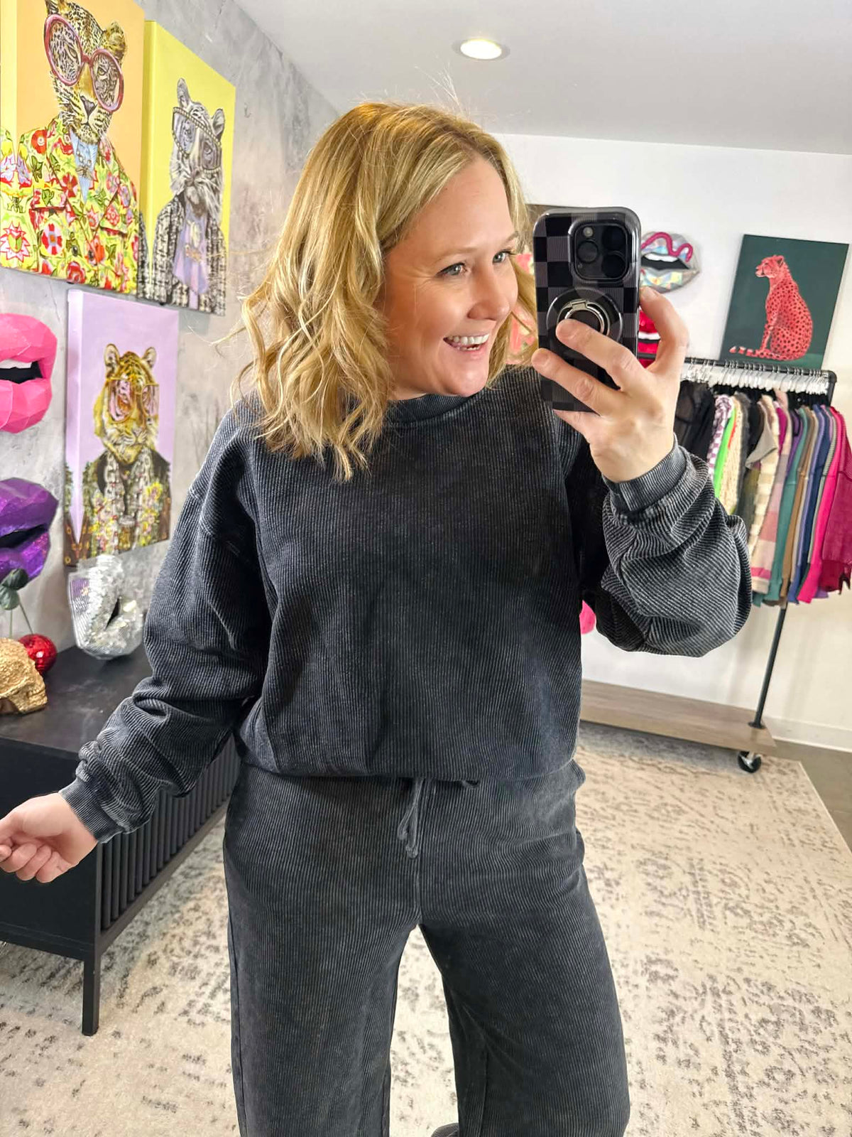 Moon Ryder Corded Crew in Washed Black {XS-XL} - KaraMarie
