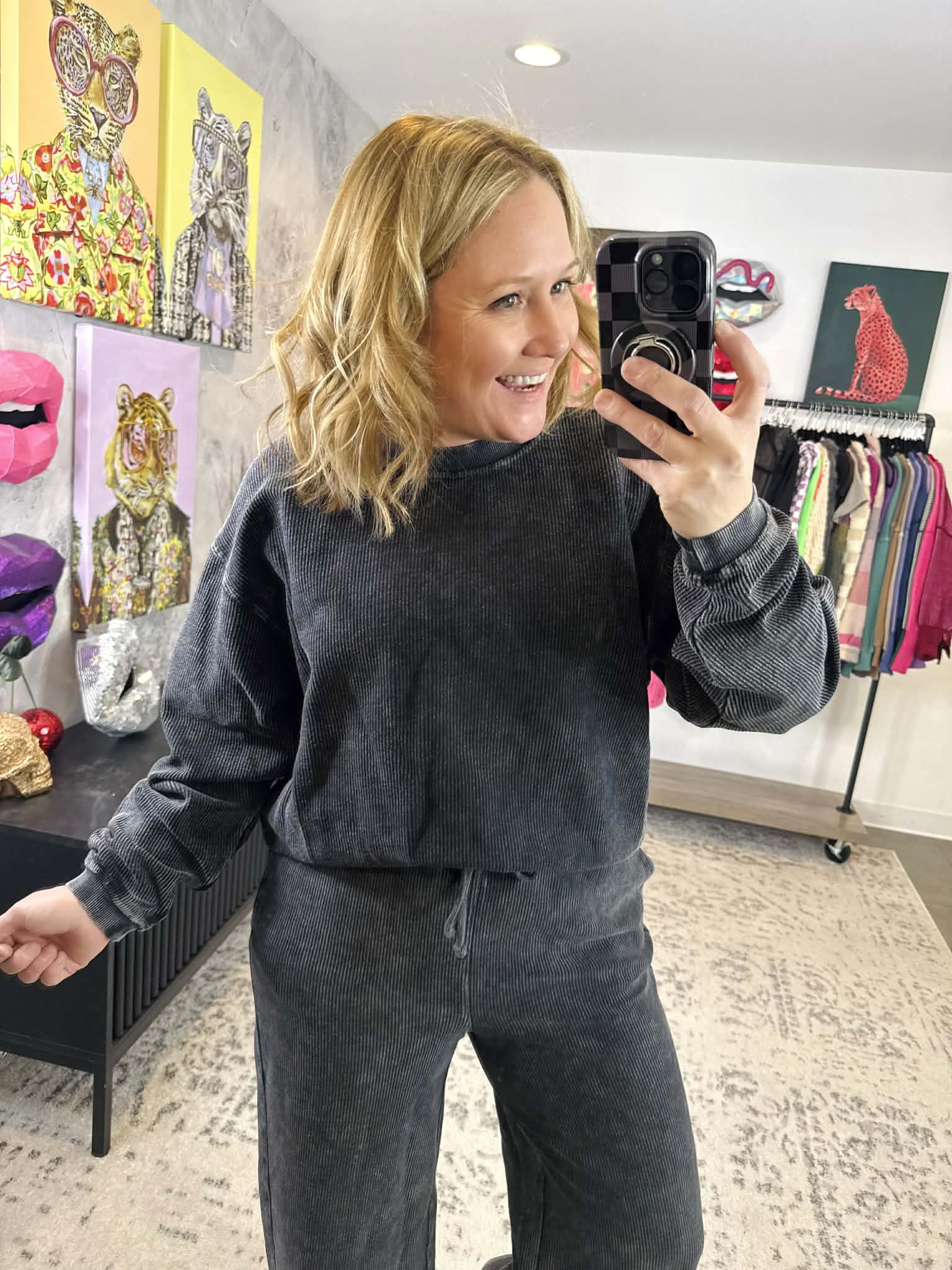 Moon Ryder Corded Crew in Washed Black {XS-XL} - KaraMarie