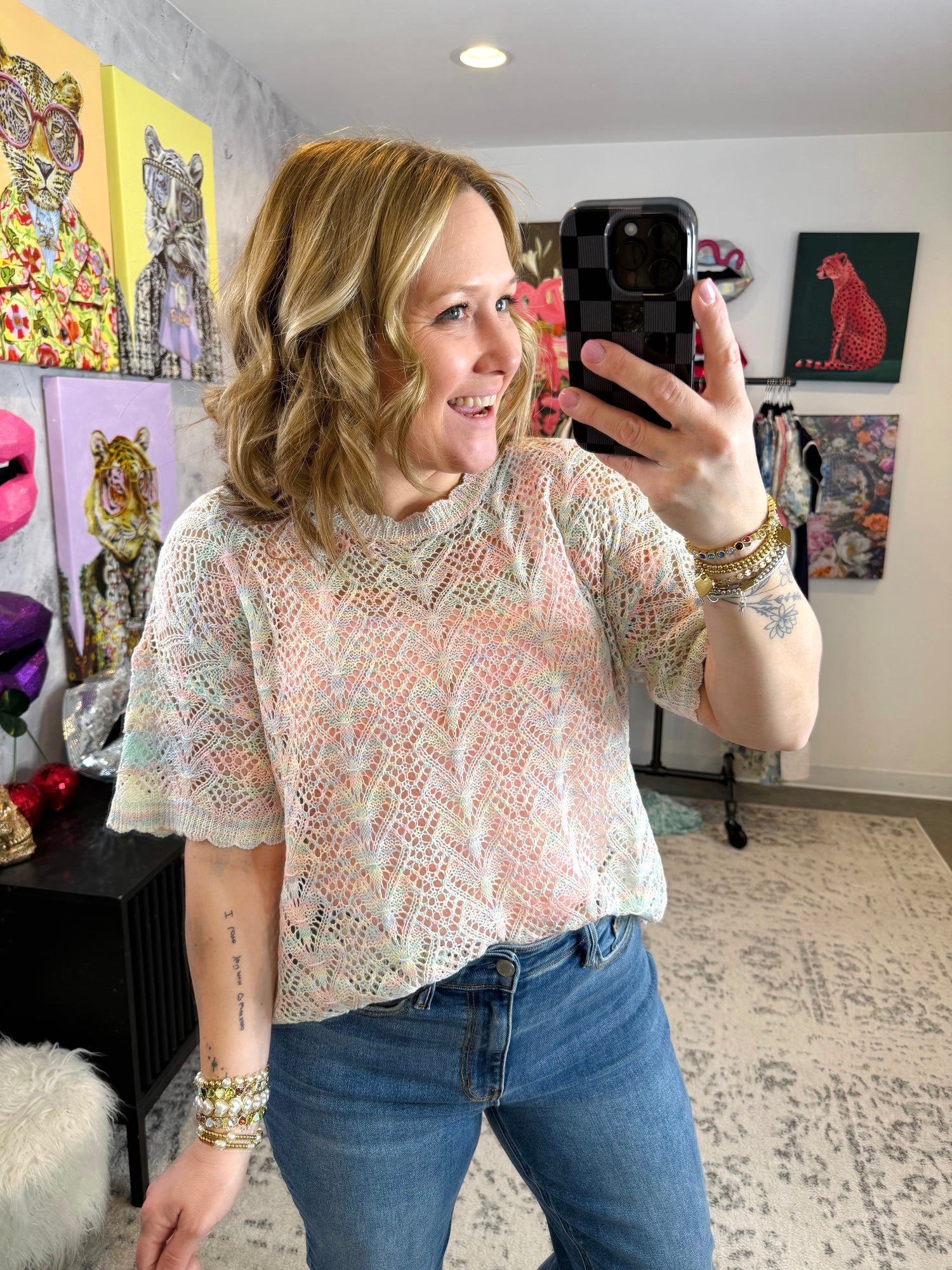 Airlight Open Knit Sweater Top {S-3X} - KaraMarie