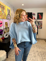 Meg Pullover Poncho - Blue {XS-CURVY} - KaraMarie