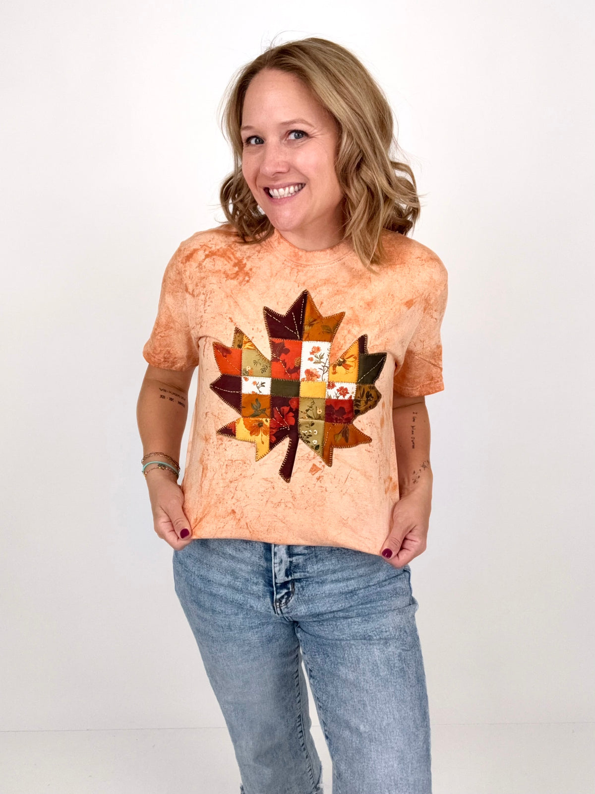 Patchwork Maple Leaf Graphic Tee {Custom Order!}